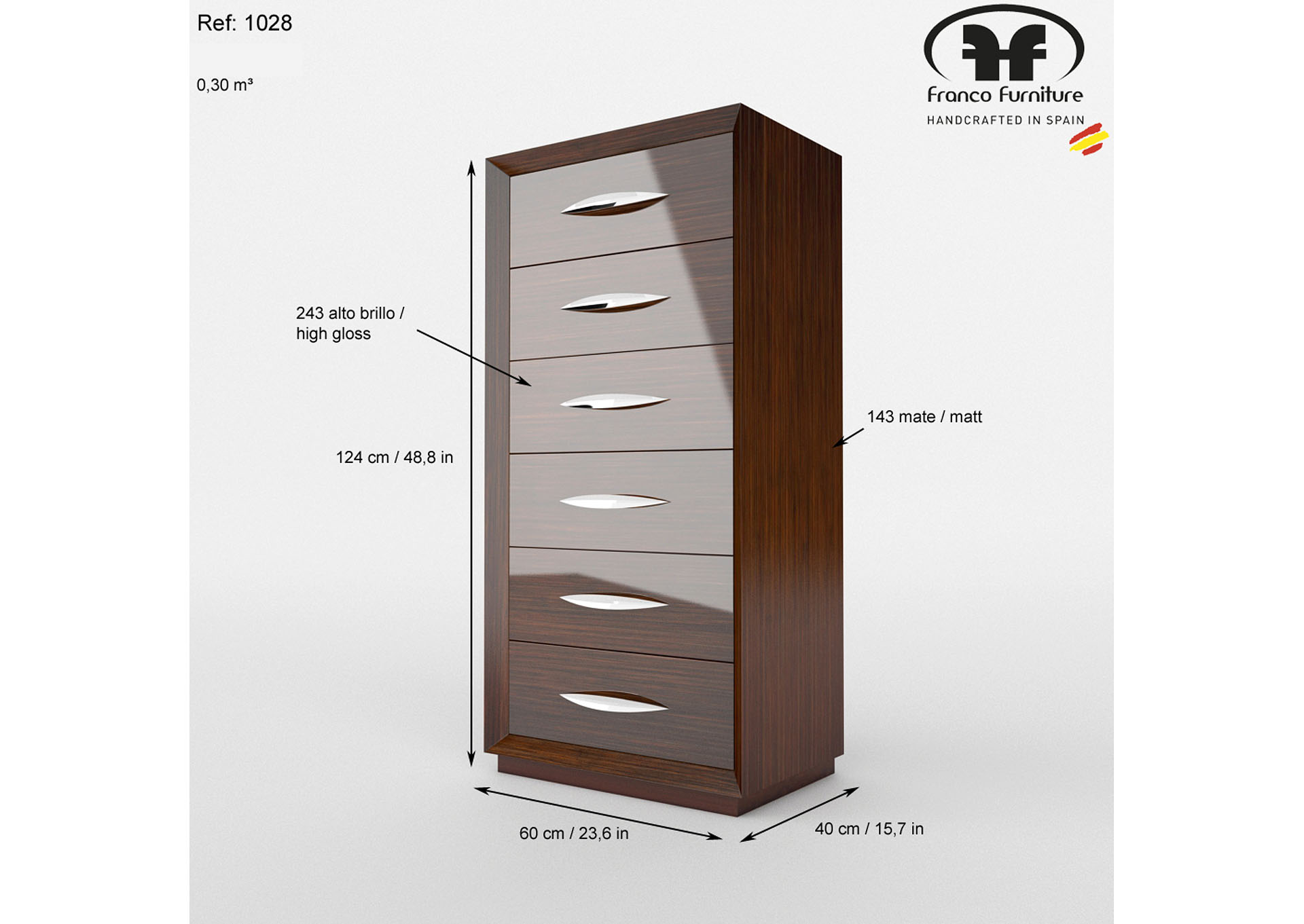 Carmen Walnut Chest,ESF Wholesale Furniture