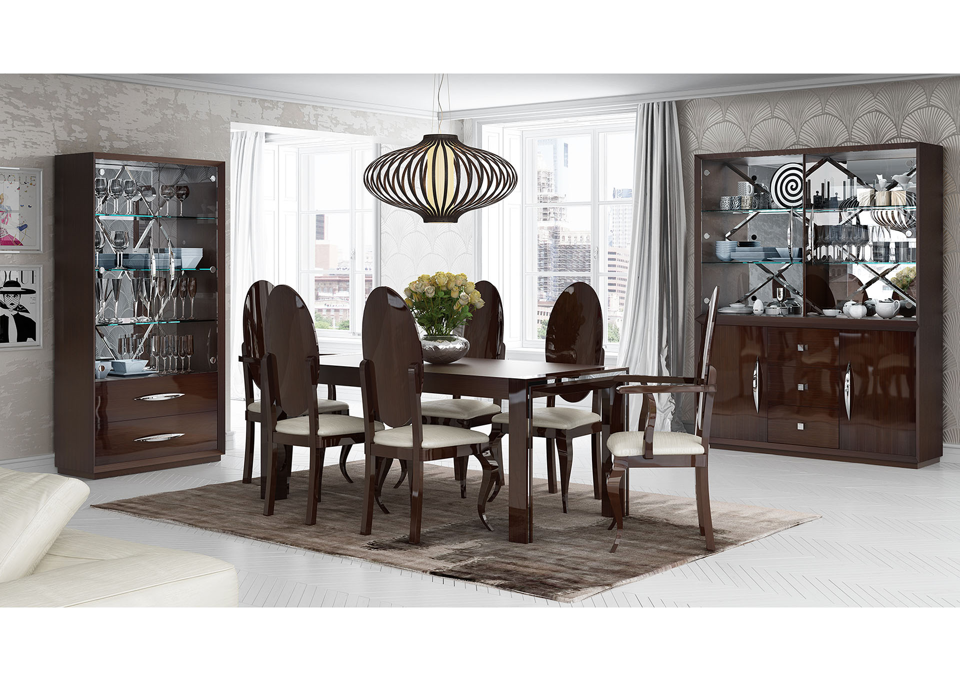 Carmen Walnut Buffet & Mirror,ESF Wholesale Furniture