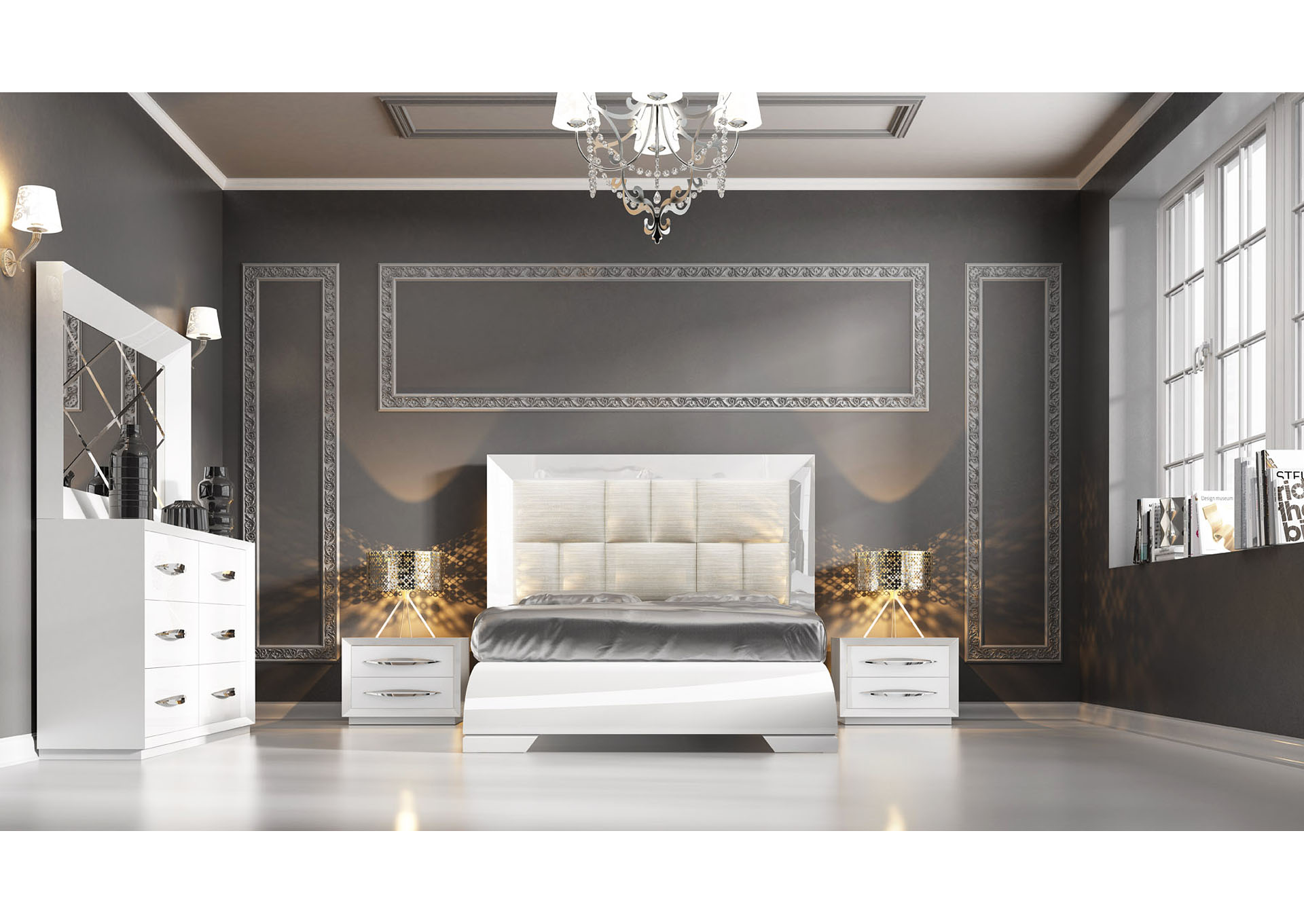 Carmen White Mirror for Single Dresser,ESF Wholesale Furniture