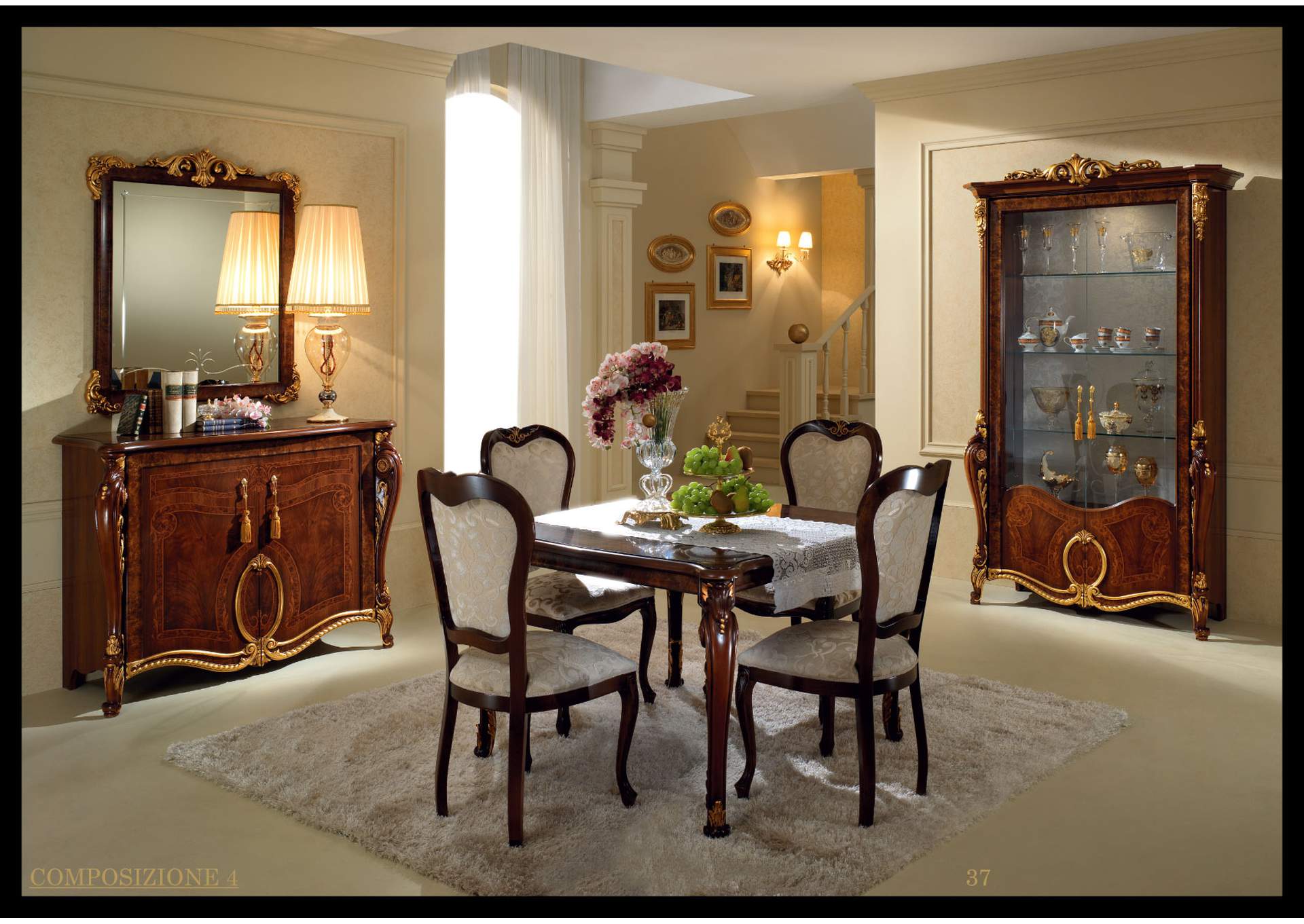 Donatello 3-door China with Glass Back Panel,ESF Wholesale Furniture