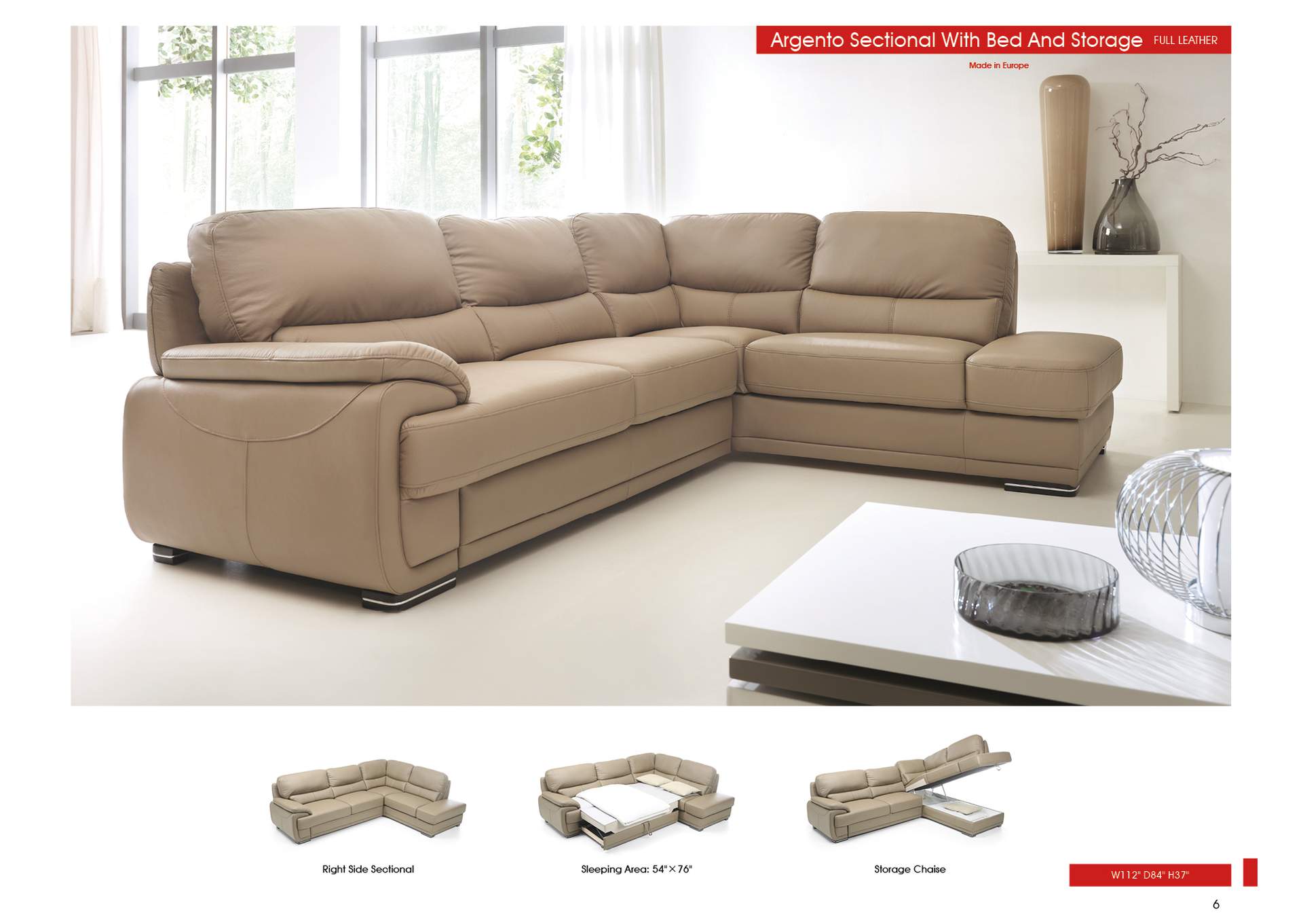 Brown/Wenge/Walnut Argento Sectional Right,ESF Wholesale Furniture