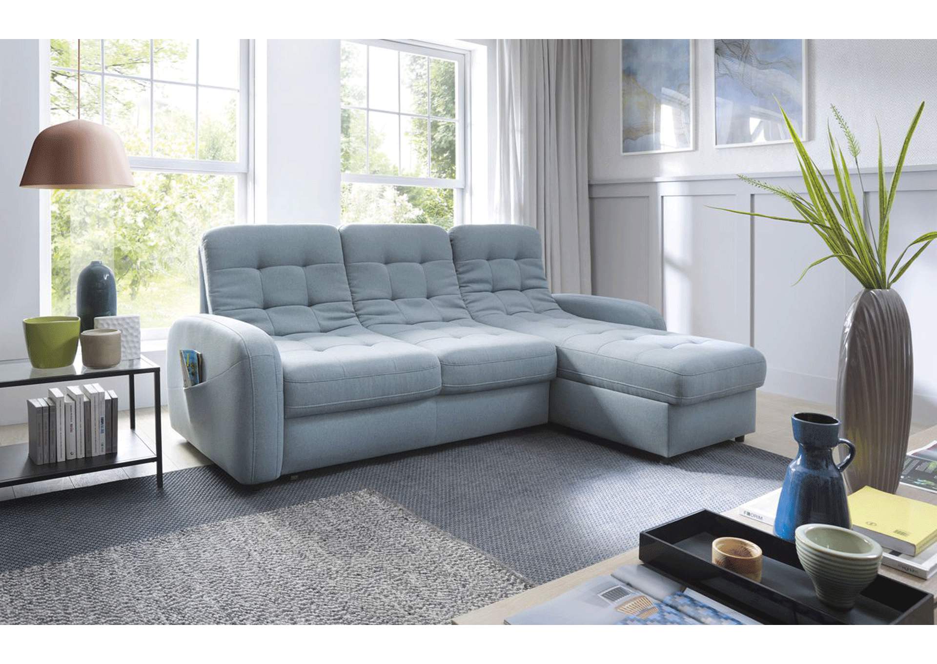 Blue Bloom Sectional W/Bed And Storage,ESF Wholesale Furniture