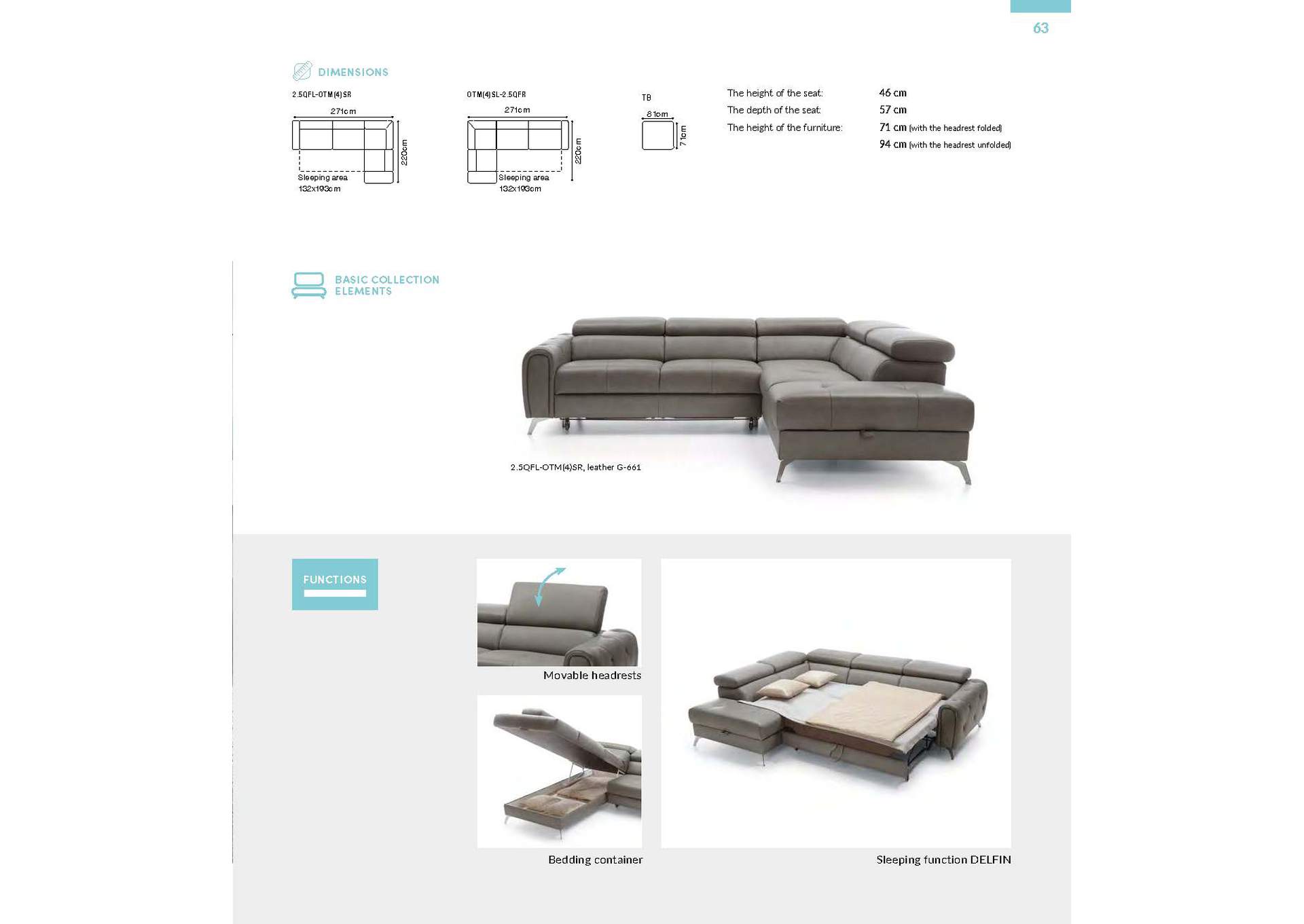 Grey/Silver Camelia Sectional Right,ESF Wholesale Furniture