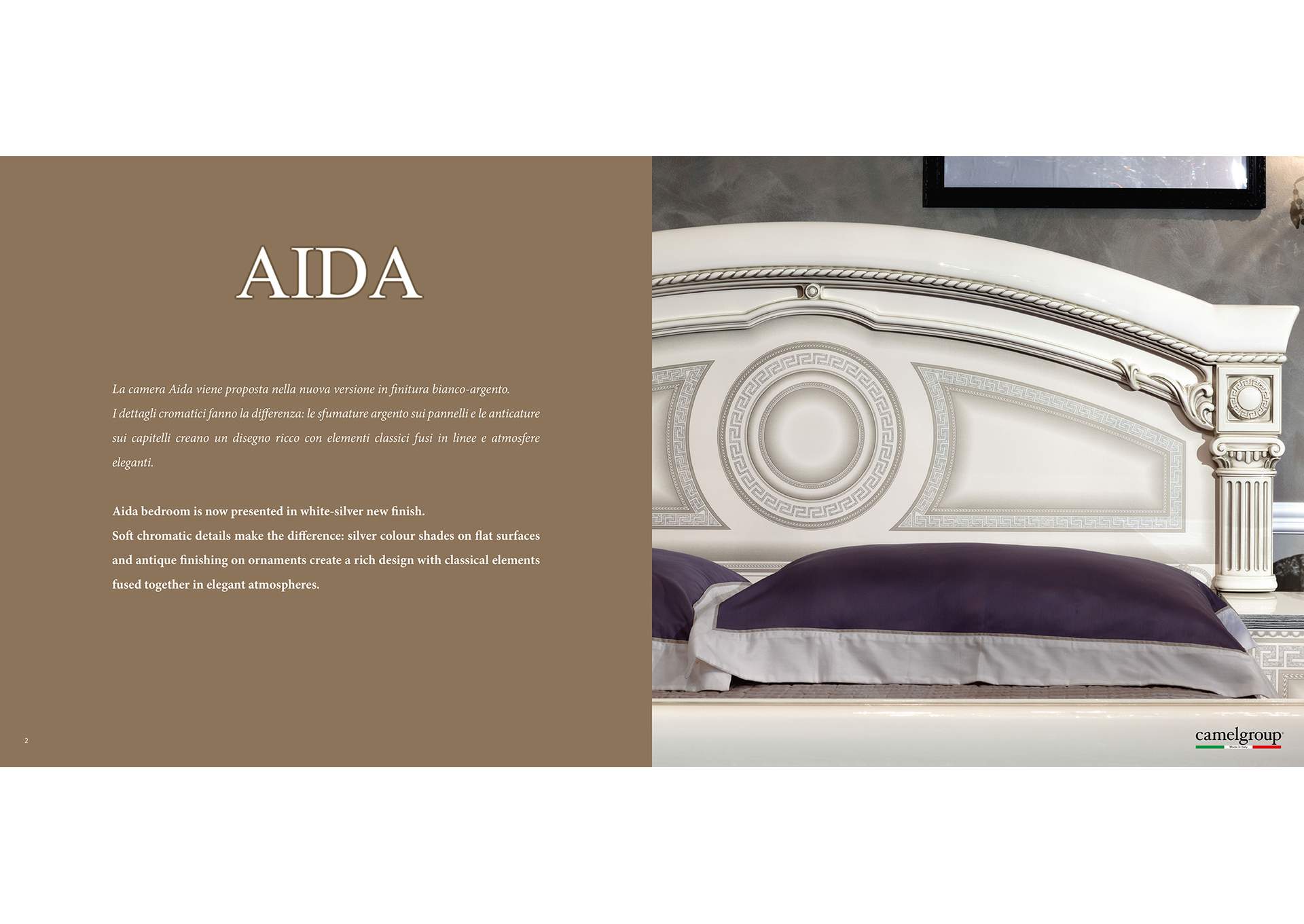 Aida Bed White with Silver SET,ESF Wholesale Furniture