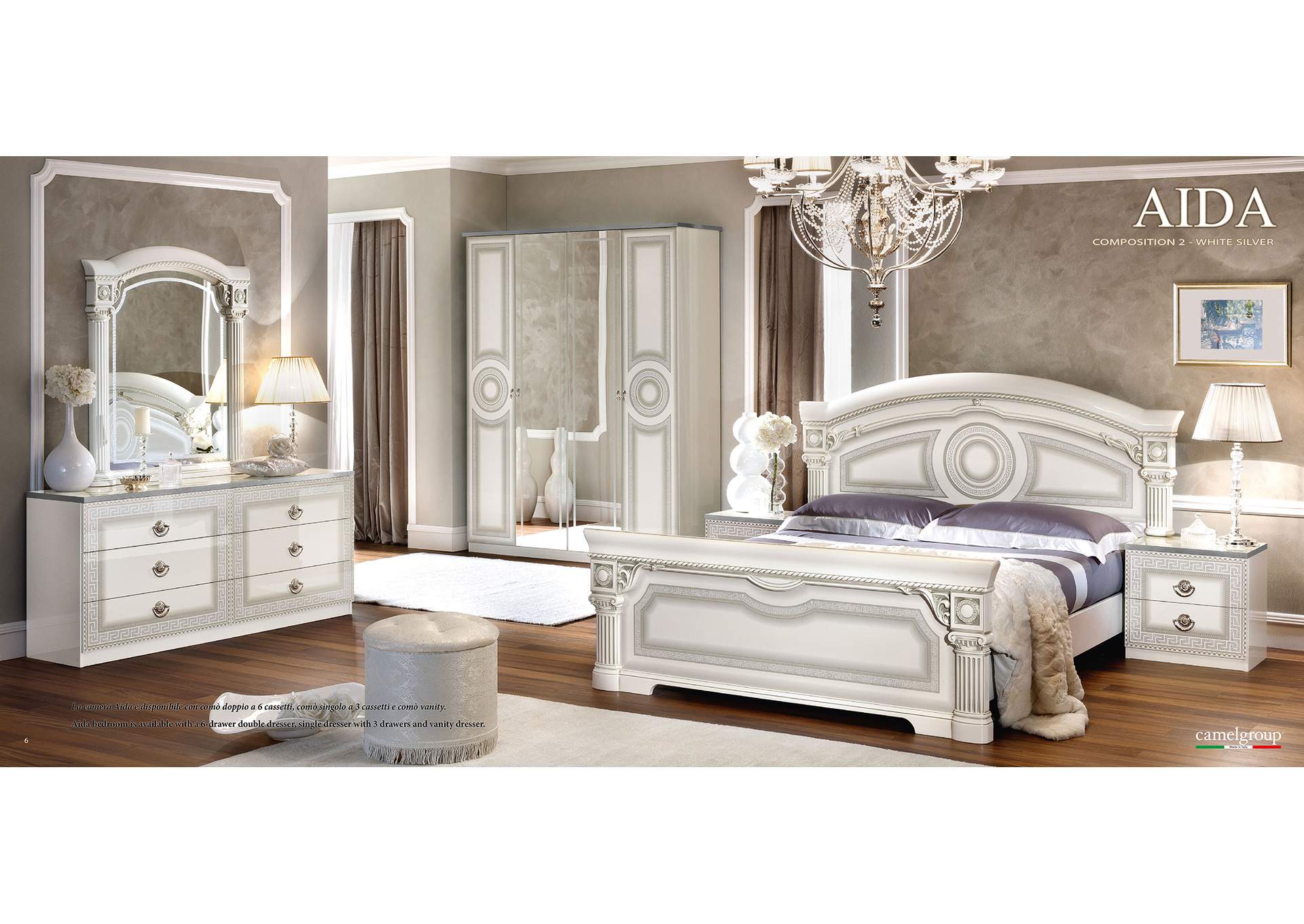Aida Bed White with Silver SET,ESF Wholesale Furniture
