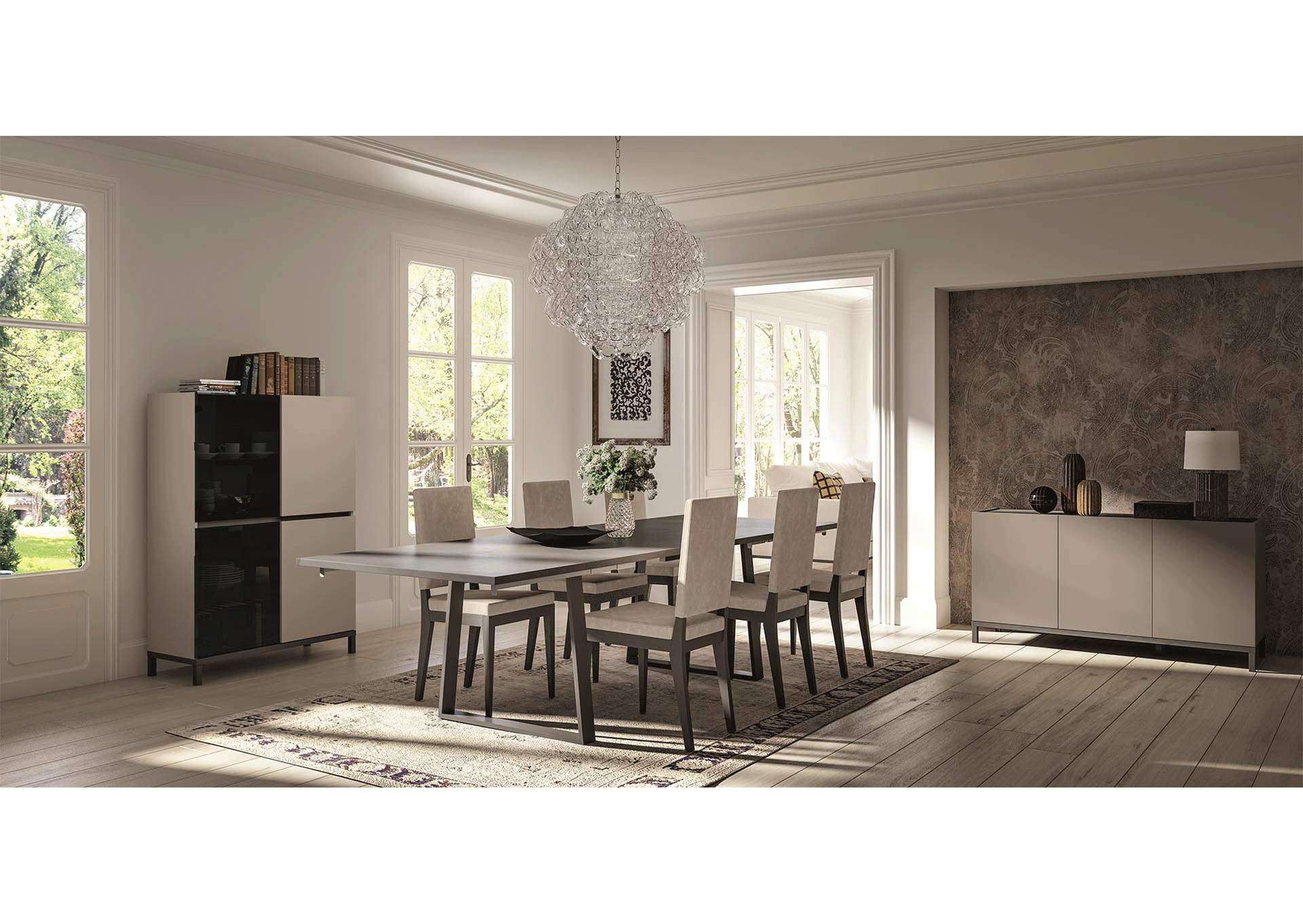 Black, Grey/Silver, Light Beige Kali 2 Door China With Glass Door,ESF Wholesale Furniture