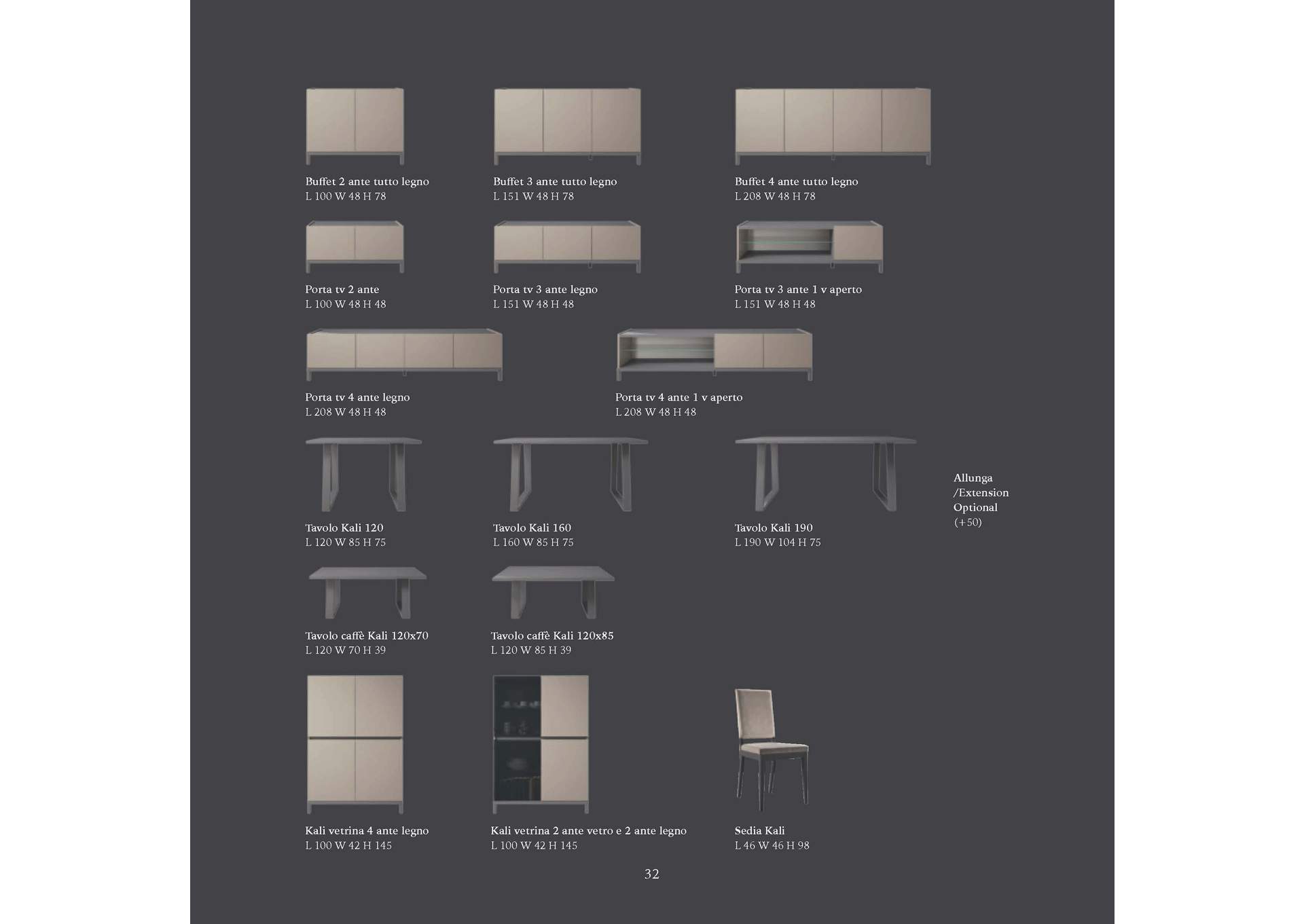 Black, Grey/Silver, Light Beige Kali 2 Door China With Glass Door,ESF Wholesale Furniture