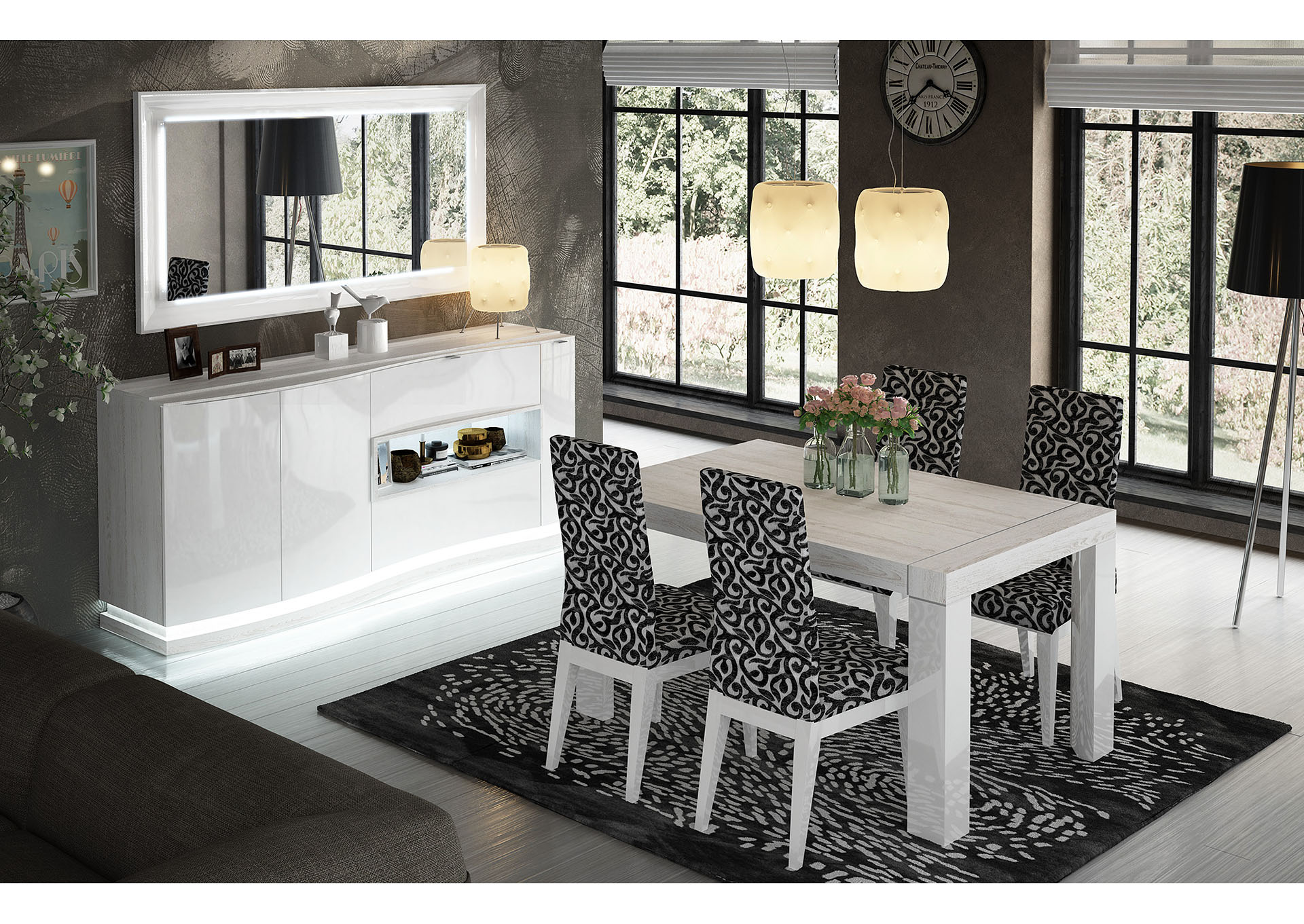 Cordoba Black & White Dining Room Set,ESF Wholesale Furniture