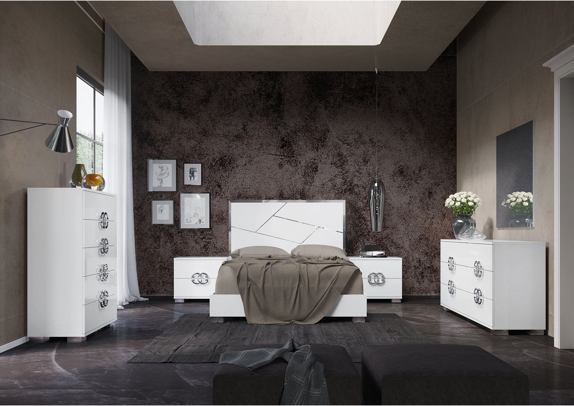 Dafne White Dresser & Mirror,ESF Wholesale Furniture