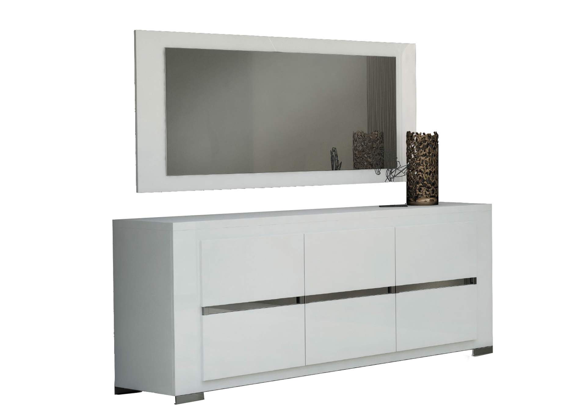 White, Grey/Silver Elegance Buffet 3 Door,ESF Wholesale Furniture