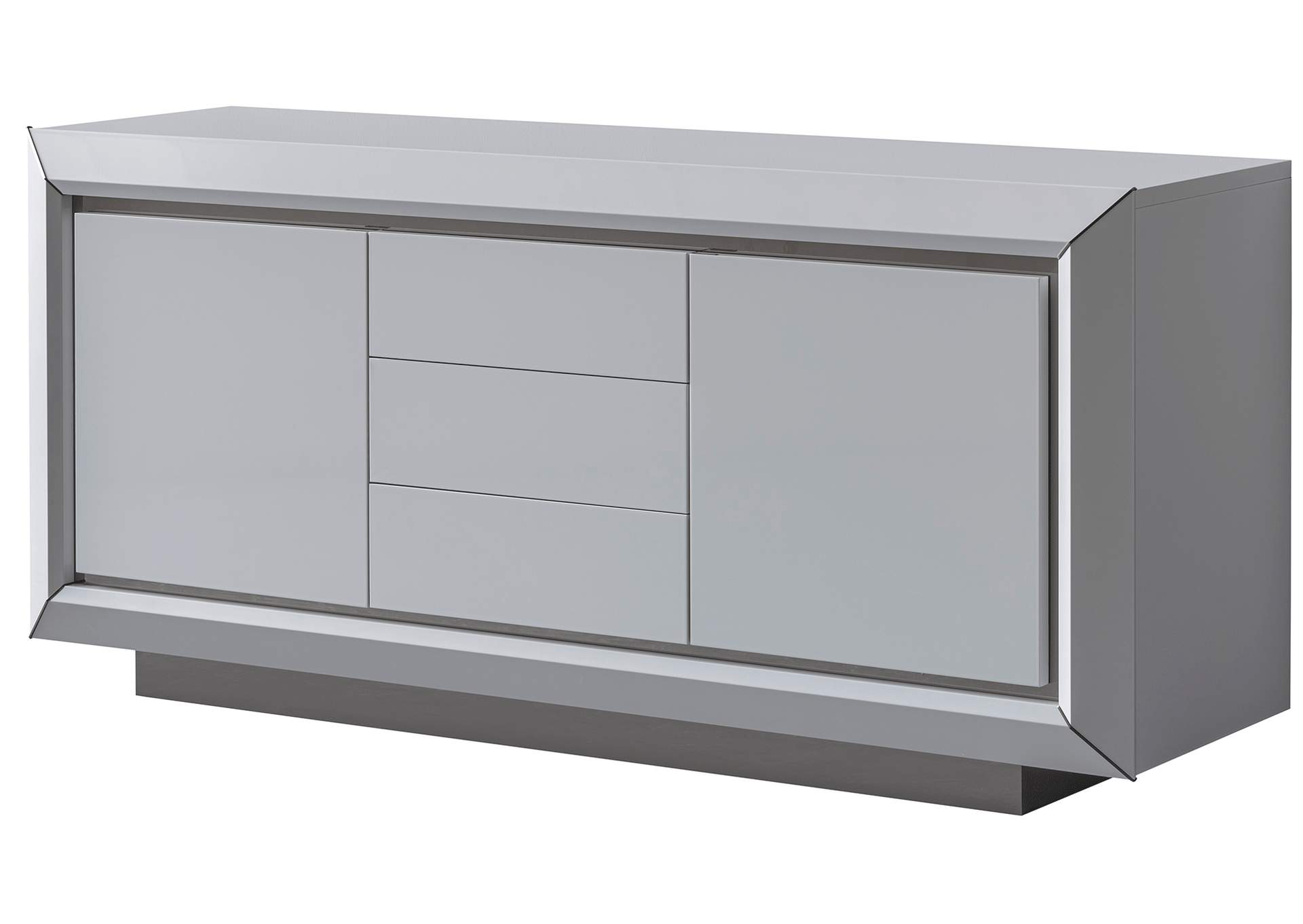 Elite White 3door Buffet/ Mirror SET,ESF Wholesale Furniture