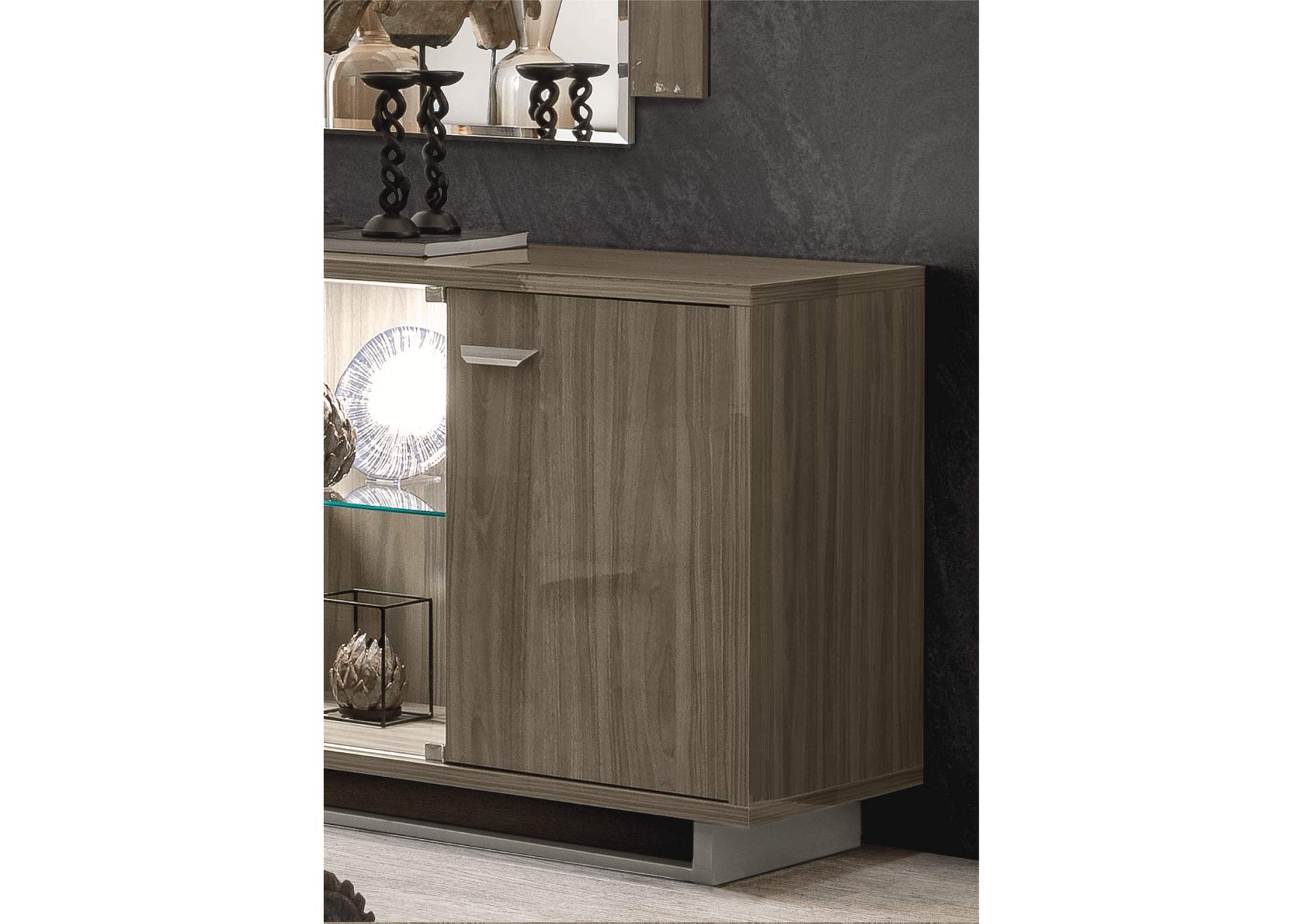 Volare 4 Door Buffet with Mirror Grey SET,ESF Wholesale Furniture