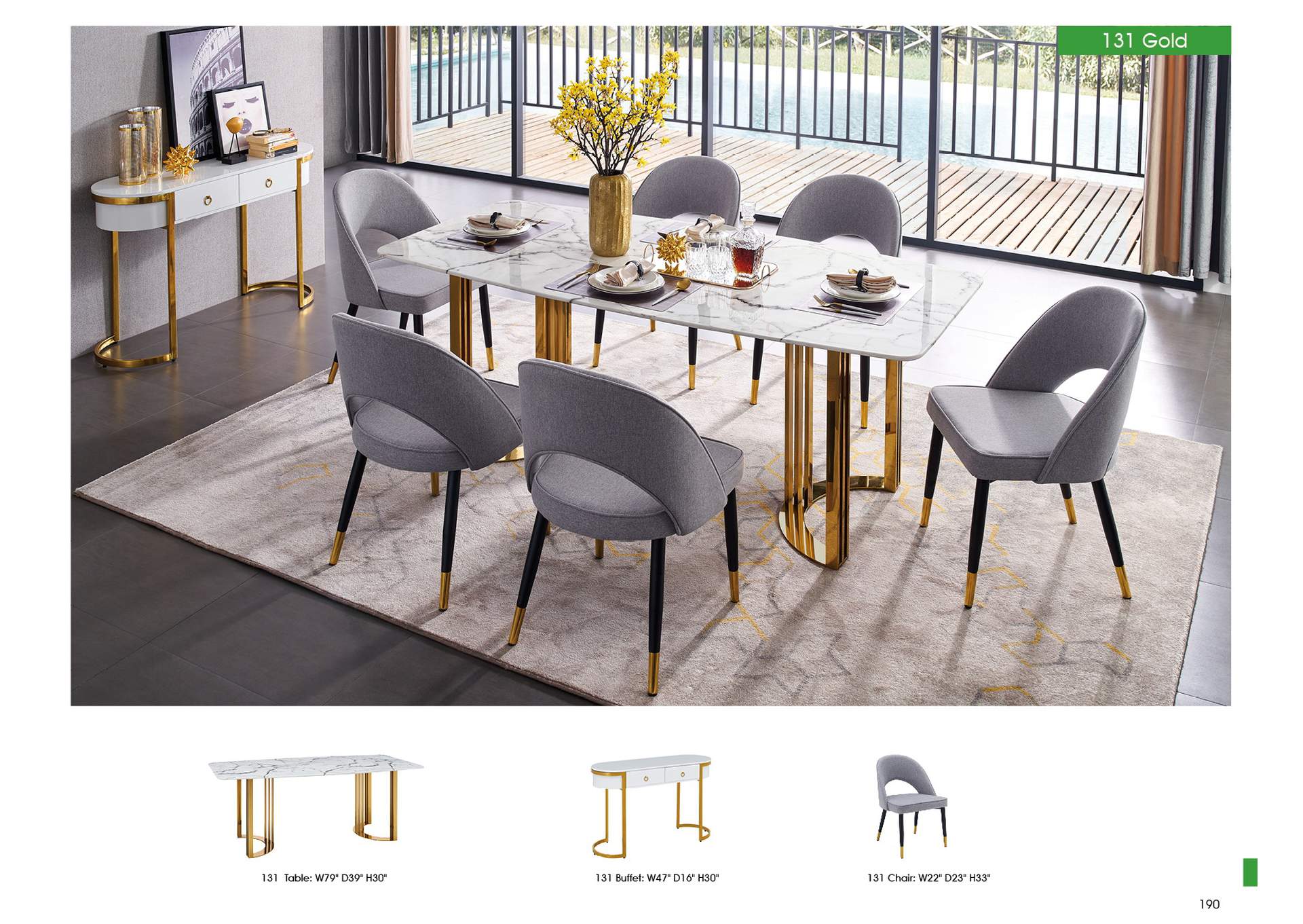 131 Dining Table Gold,ESF Wholesale Furniture