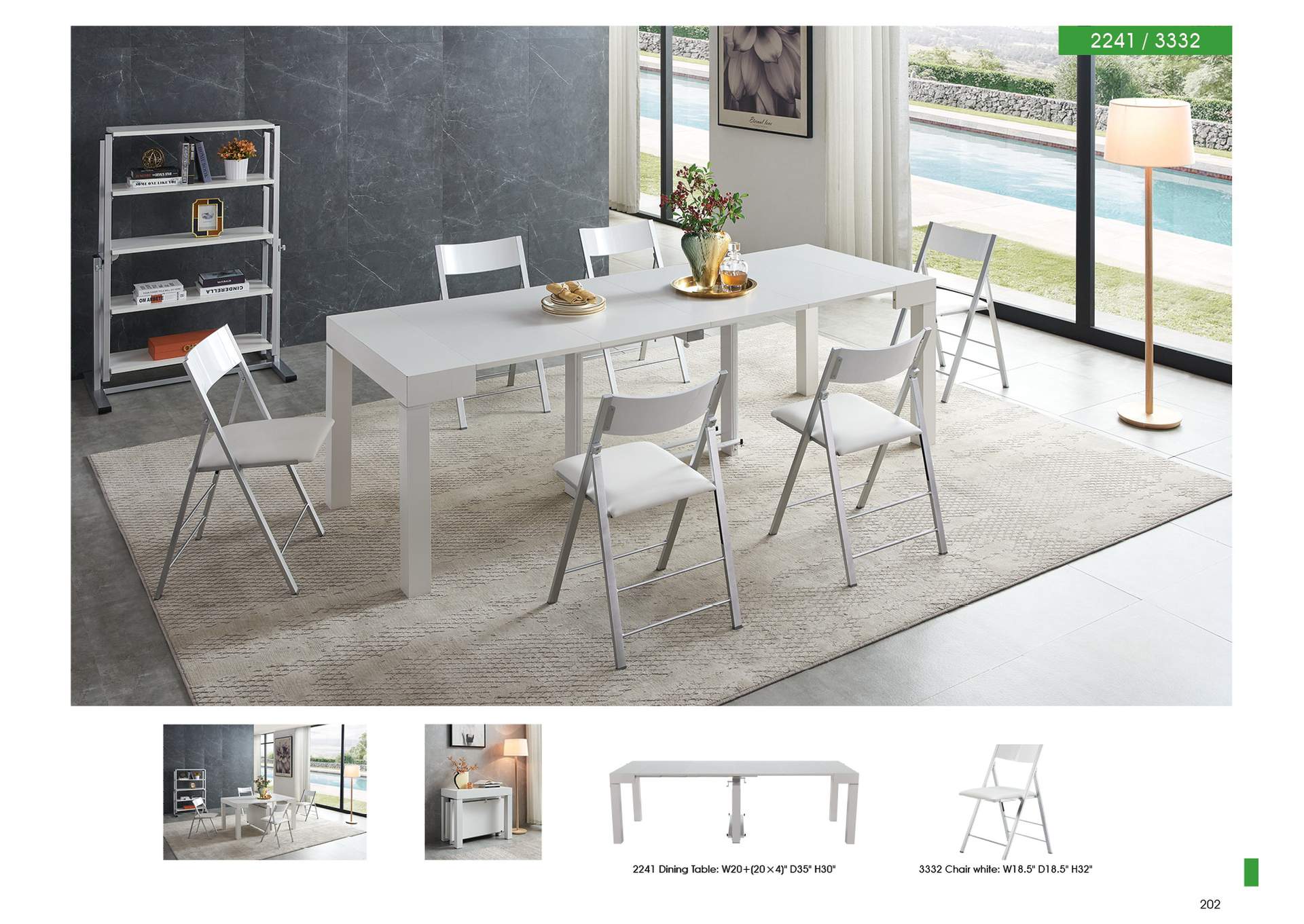 White 2241 Console/Dining Table,ESF Wholesale Furniture