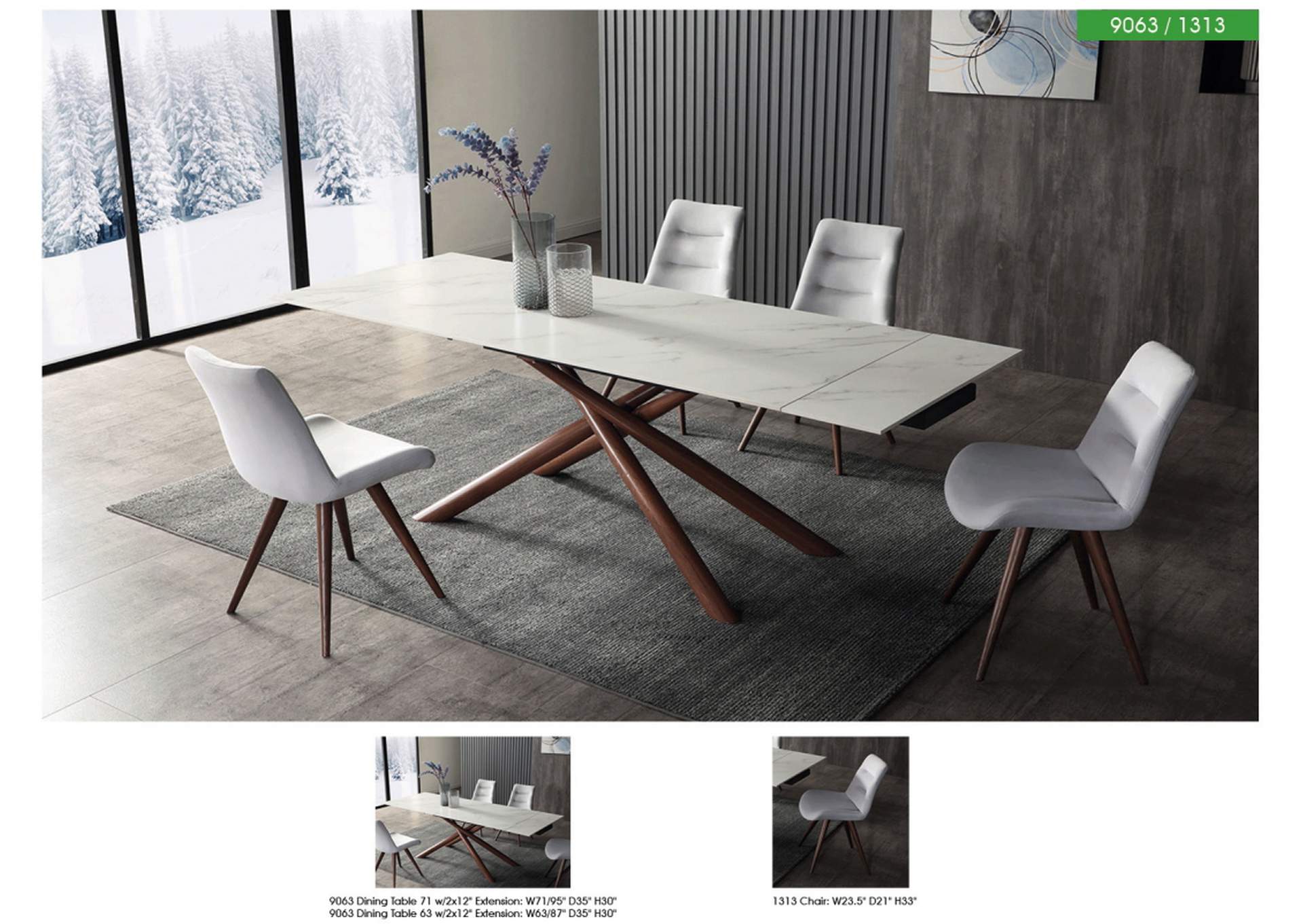 9063 Dining Table with 1313 Chairs SET,ESF Wholesale Furniture