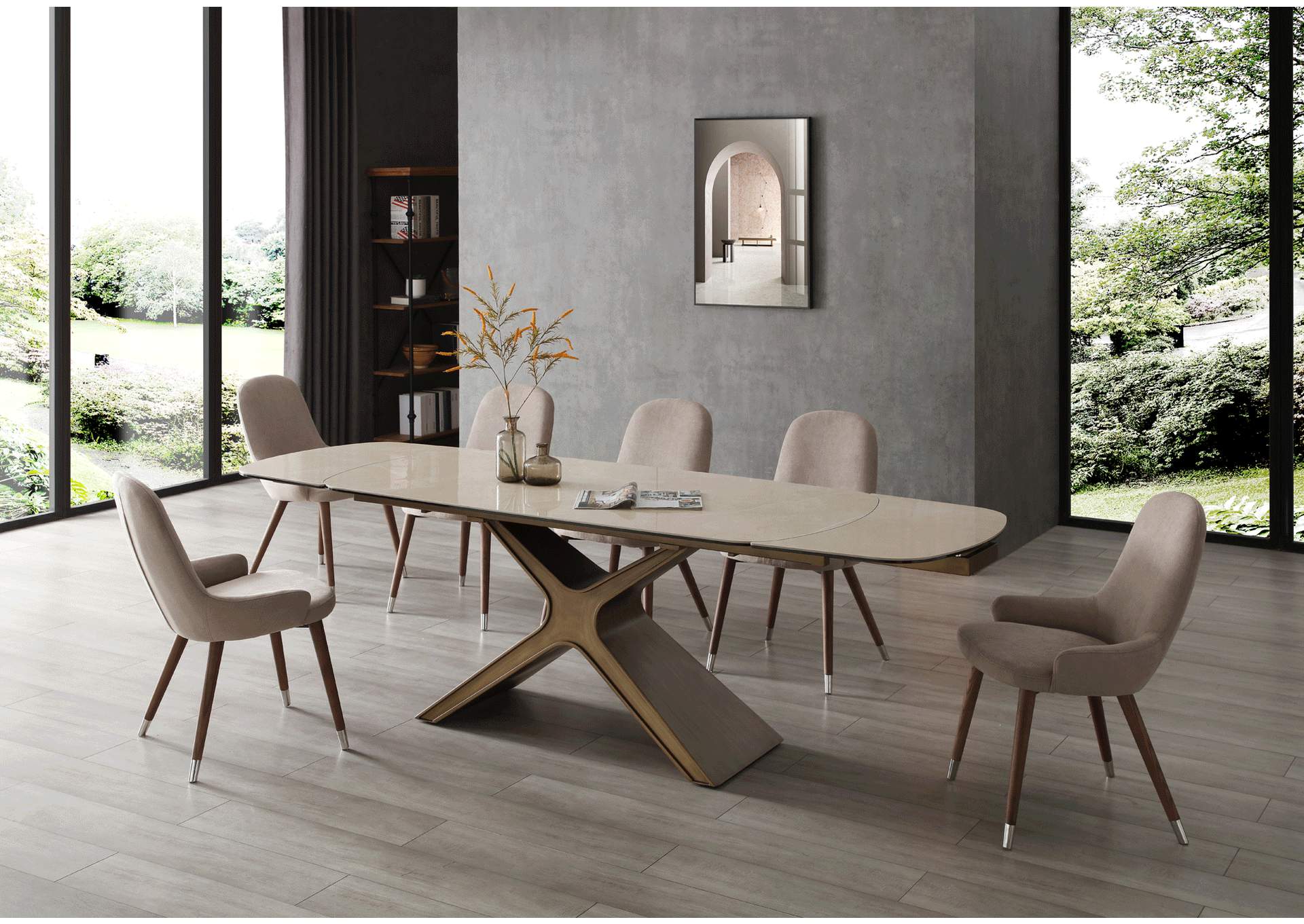 9368 Table Taupe with 1287 Chairs SET,ESF Wholesale Furniture