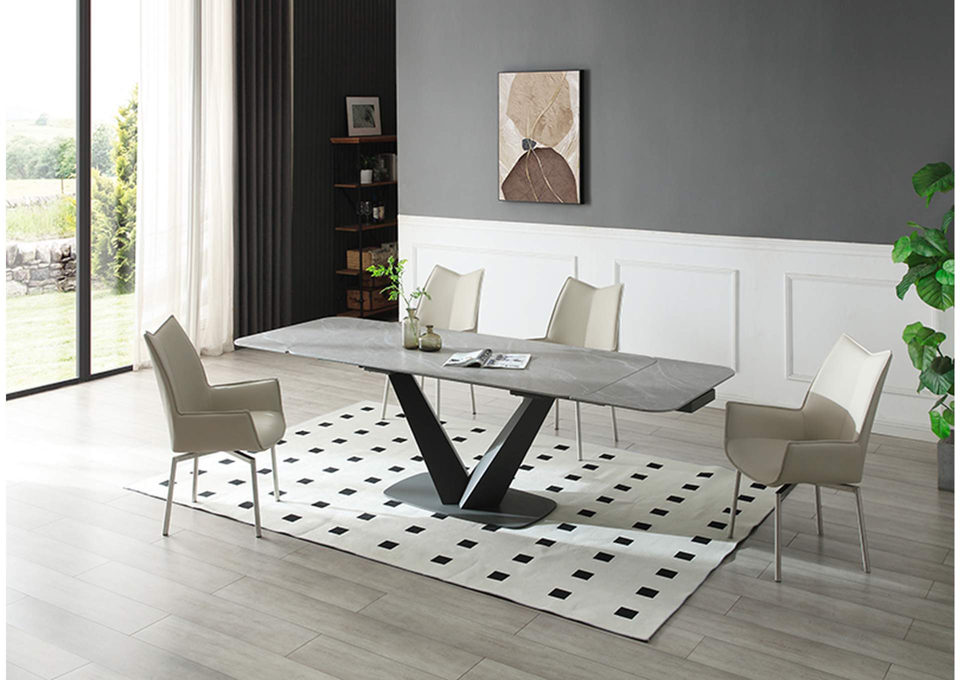 Cloud Table with 1218 Swivel Grey Chairs SET,ESF Wholesale Furniture