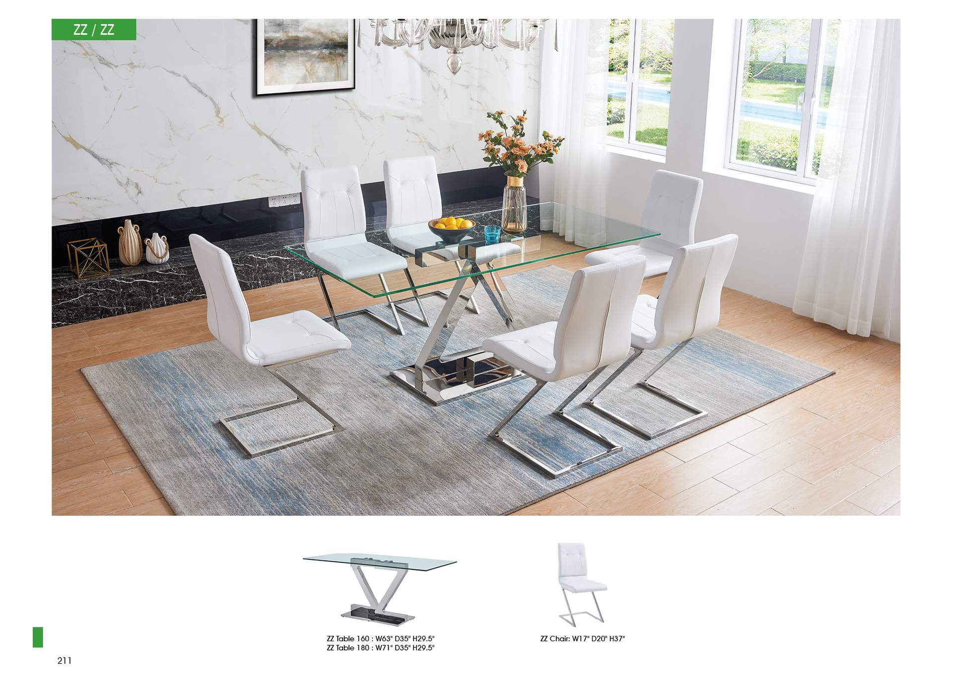 White Zz Dining Table 160,ESF Wholesale Furniture