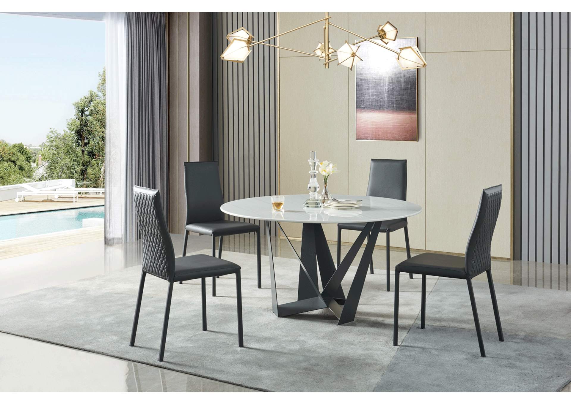 102 Marble Dining Table with 196 Chair SET,ESF Wholesale Furniture