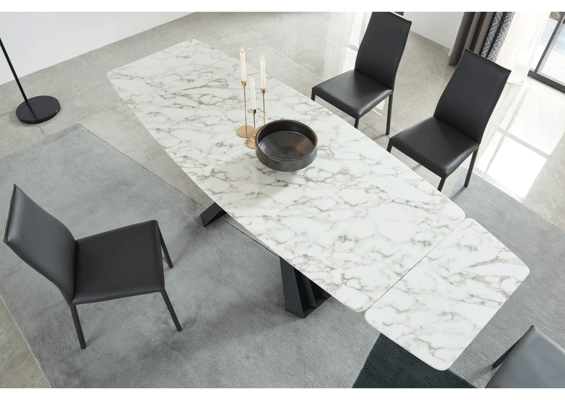 152 Marble Dining Table with 196 Grey Chairs SET,ESF Wholesale Furniture