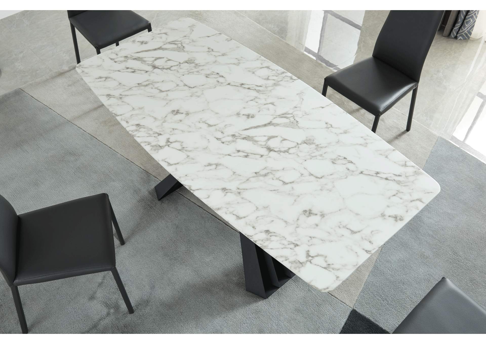 152 Marble Dining Table with 196 Grey Chairs SET,ESF Wholesale Furniture