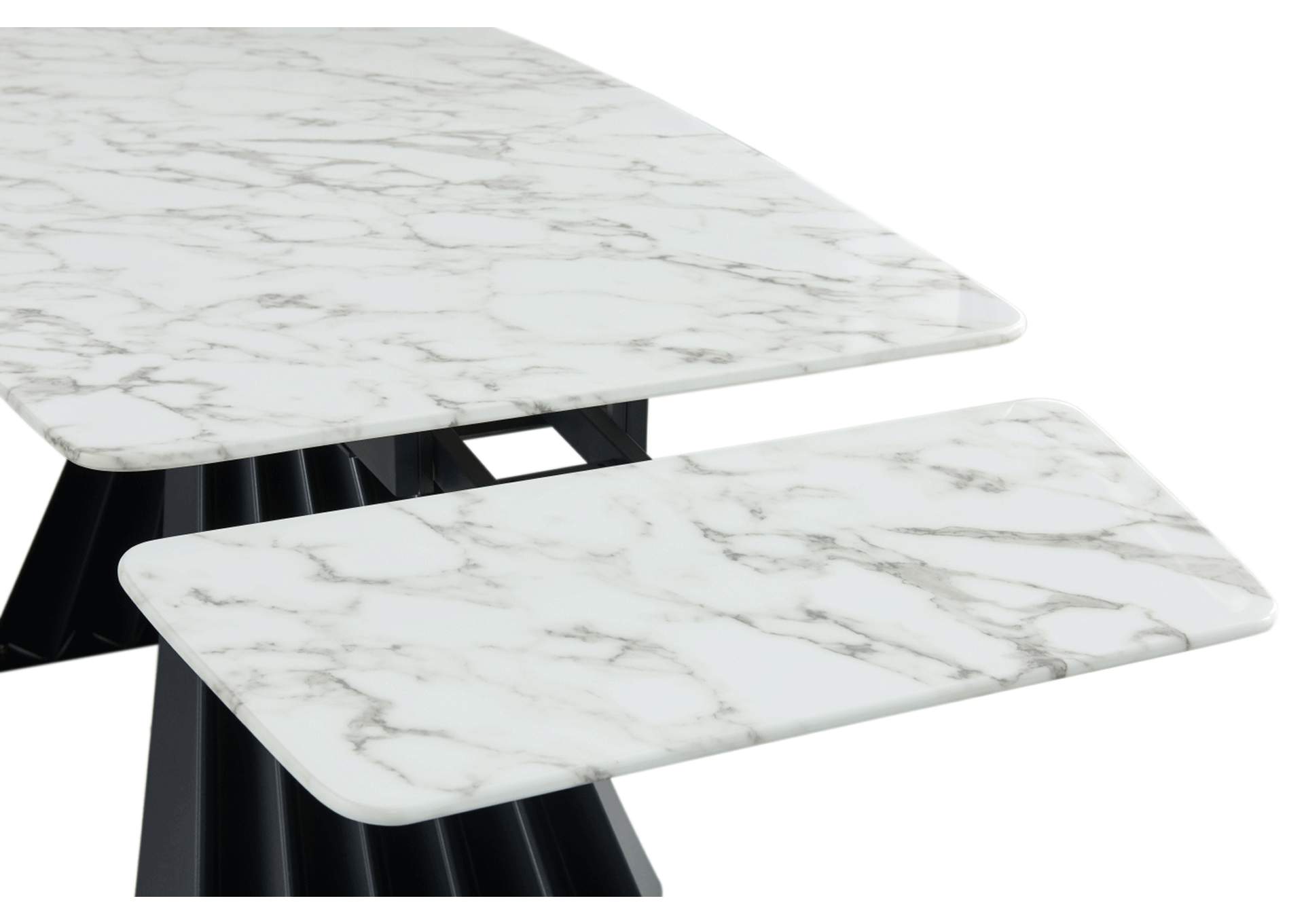 White, Grey/Silver, Marble  152 Dining Table W/Extension,ESF Wholesale Furniture