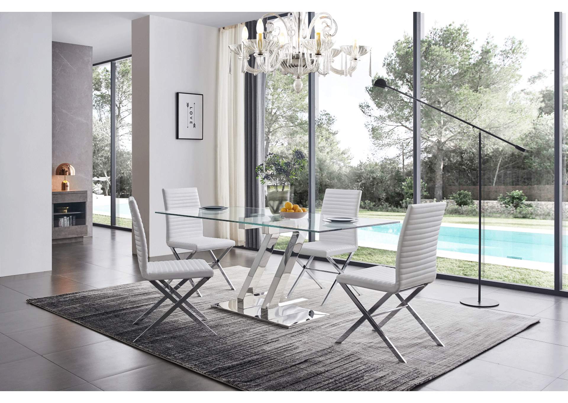 White, Grey/Silver Zz Dining Table 160,ESF Wholesale Furniture