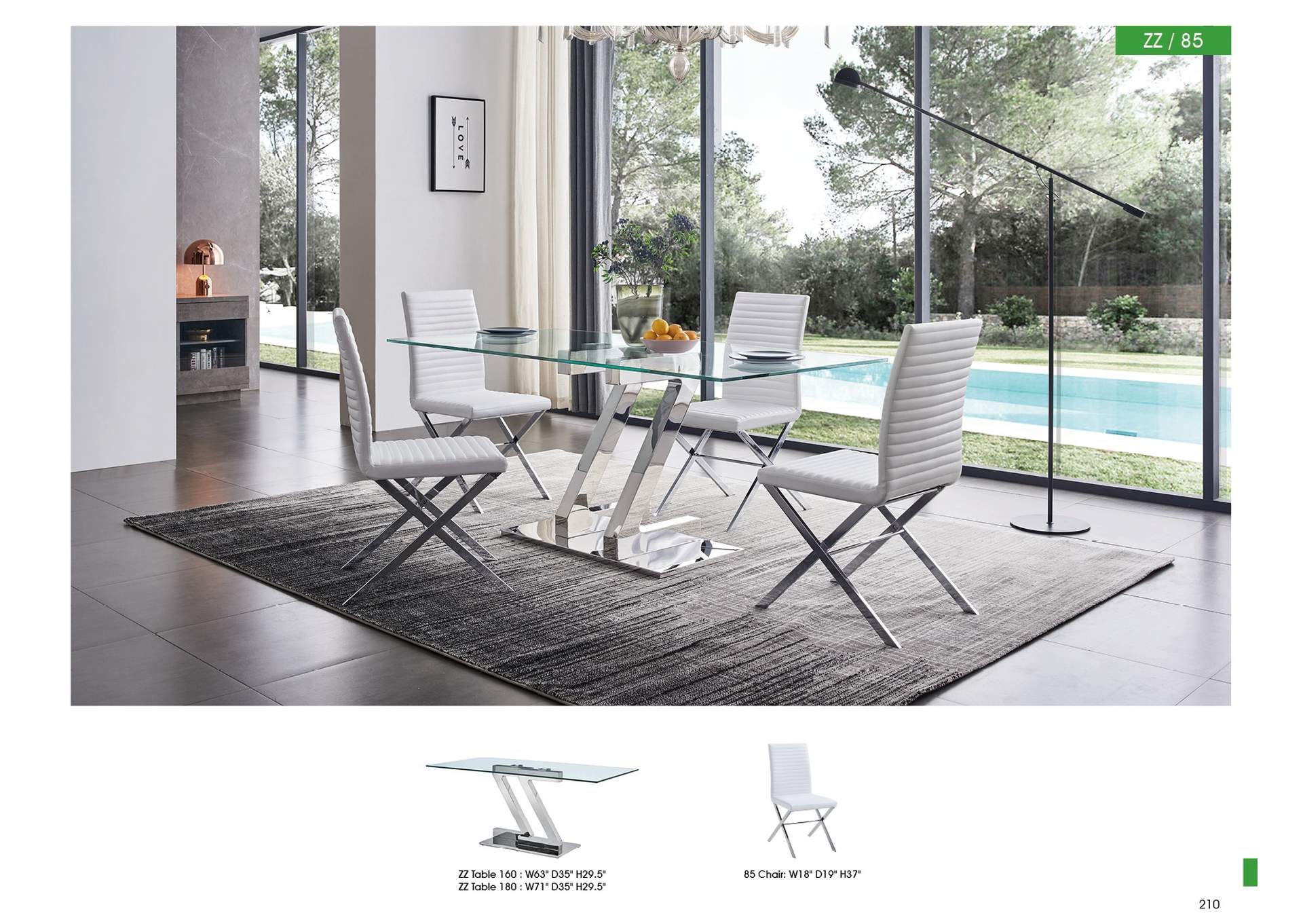 White, Grey/Silver Zz Dining Table 160,ESF Wholesale Furniture