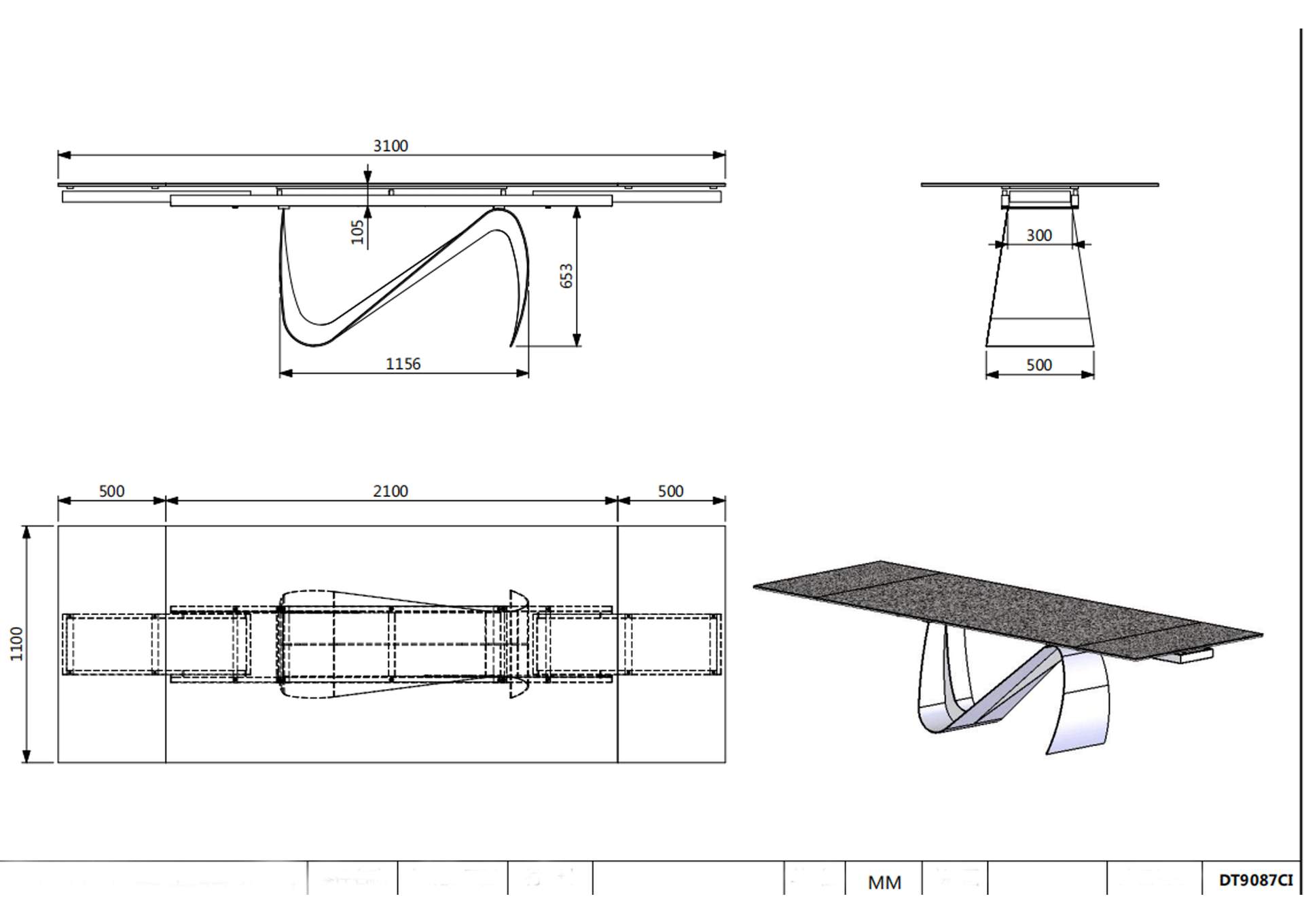 9087 Table Dark Grey SET,ESF Wholesale Furniture