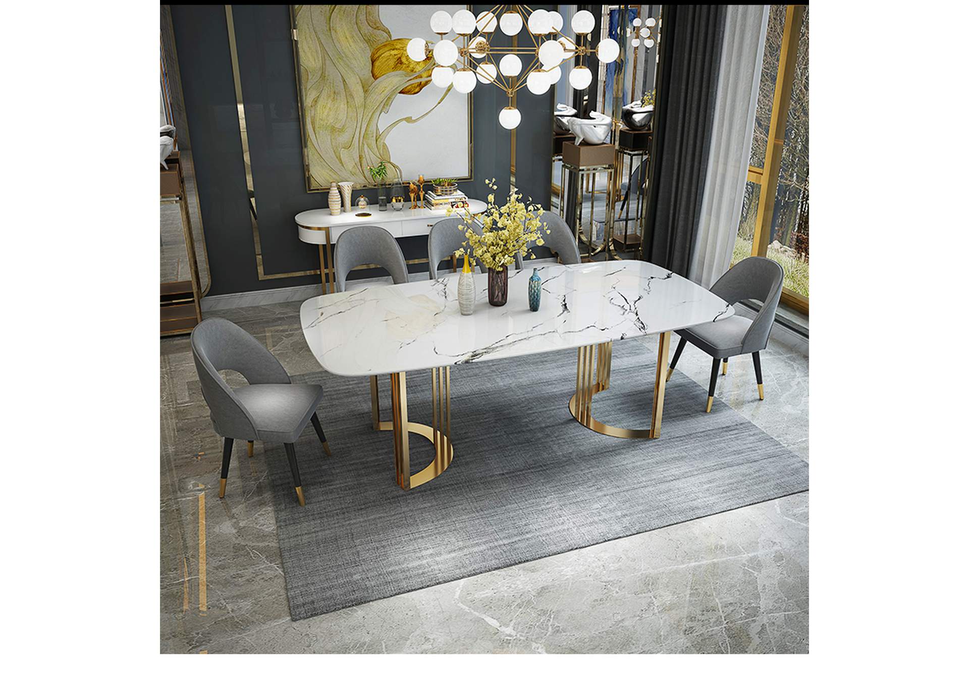 131 Dining Table Gold,ESF Wholesale Furniture