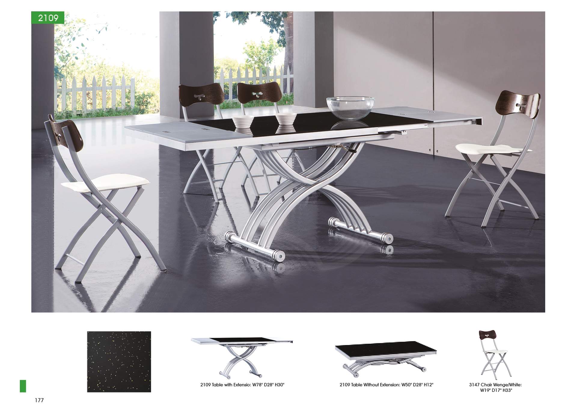 Black, White 2109 Table W/Extension,ESF Wholesale Furniture