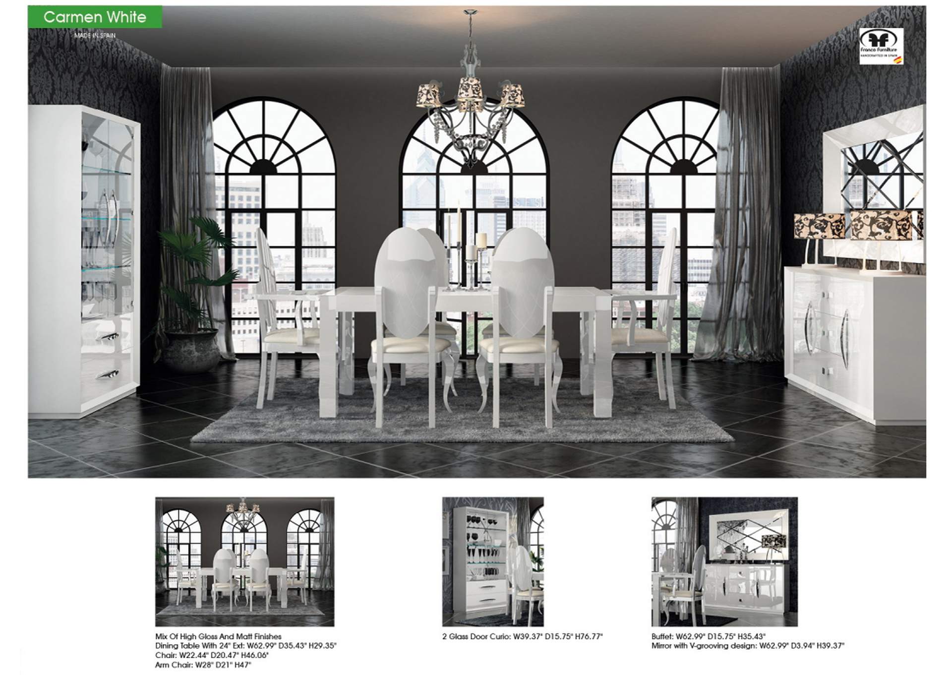 Carmen White Dining Table SET,ESF Wholesale Furniture