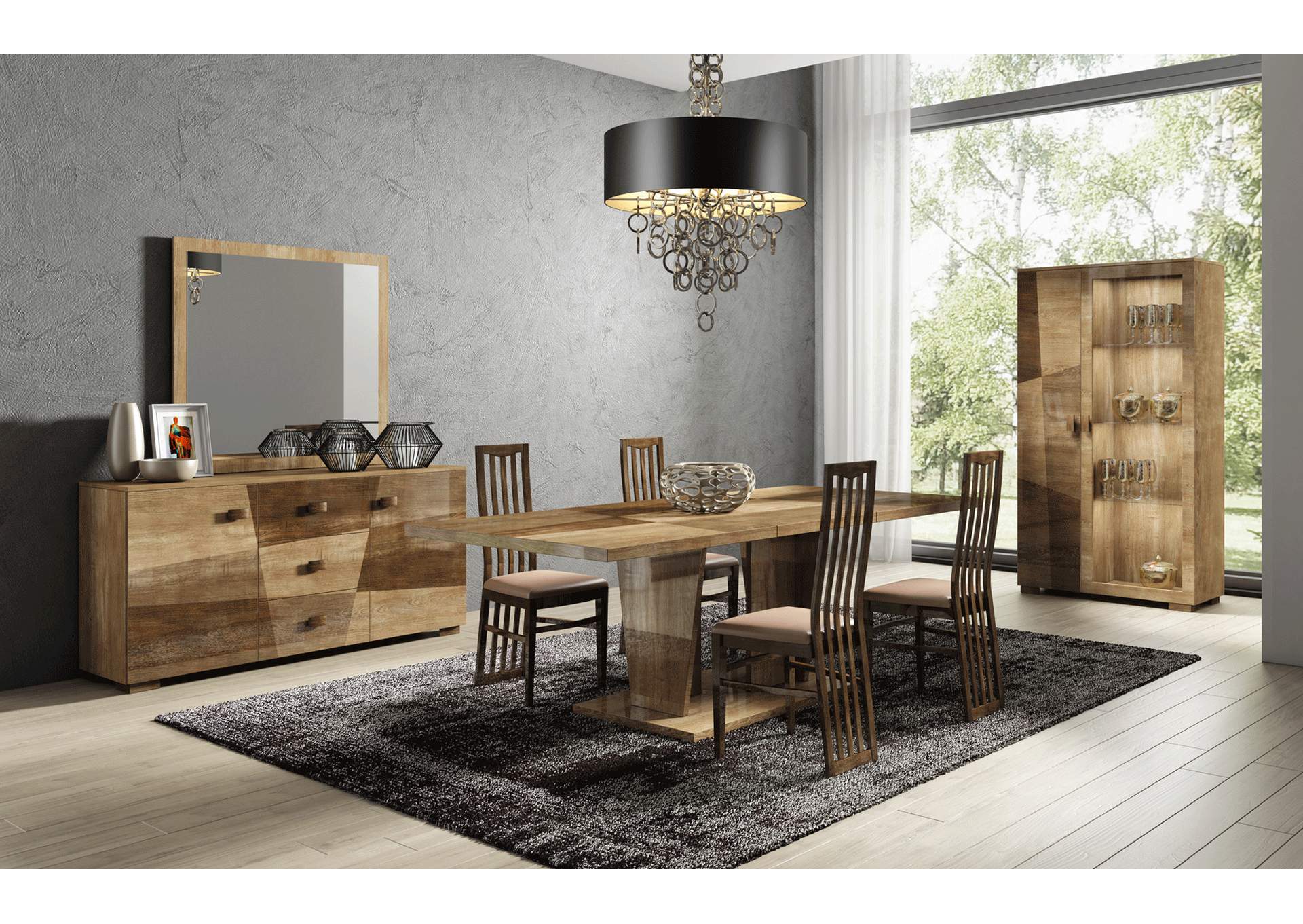 Brown/Wenge/Walnut, Grey/Silver, Light Beige Picasso Dining Set,ESF Wholesale Furniture