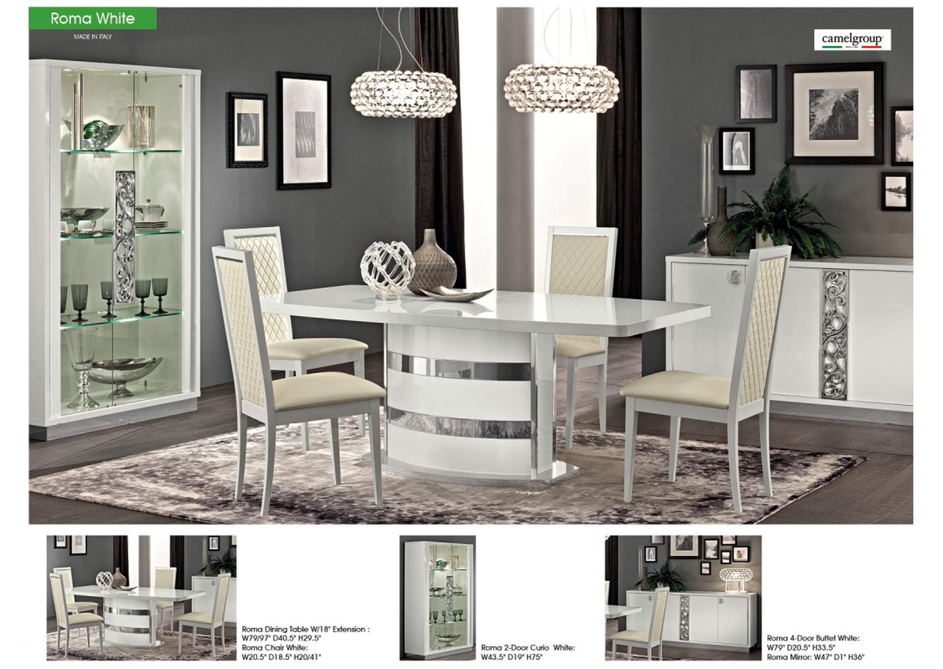 Roma Dining Table White, Italy SET,ESF Wholesale Furniture