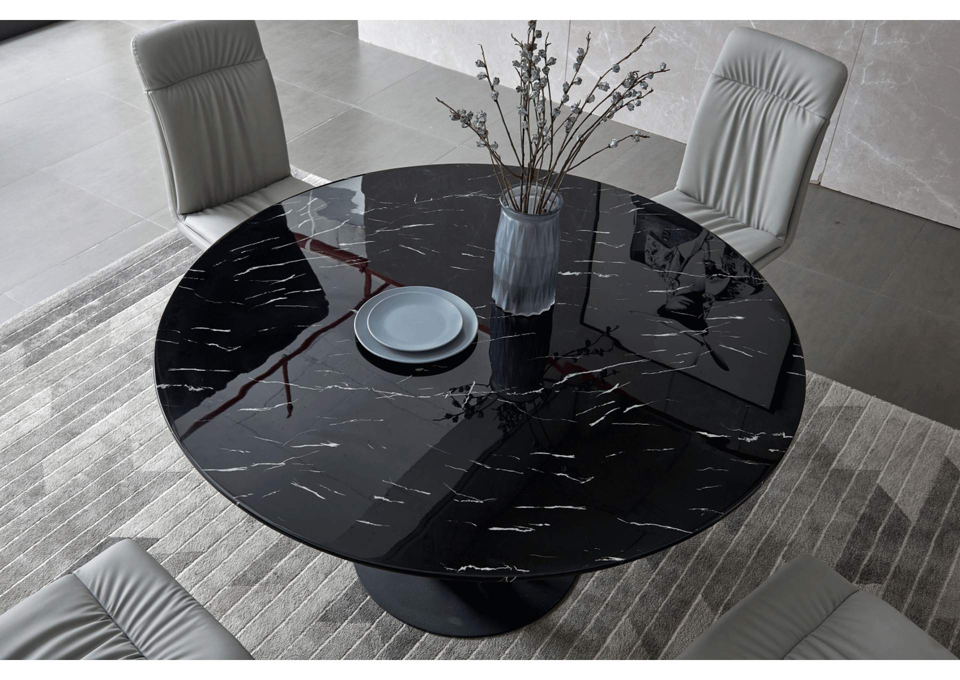 Black, Grey/Silver, Marble  315 Dining Table,ESF Wholesale Furniture