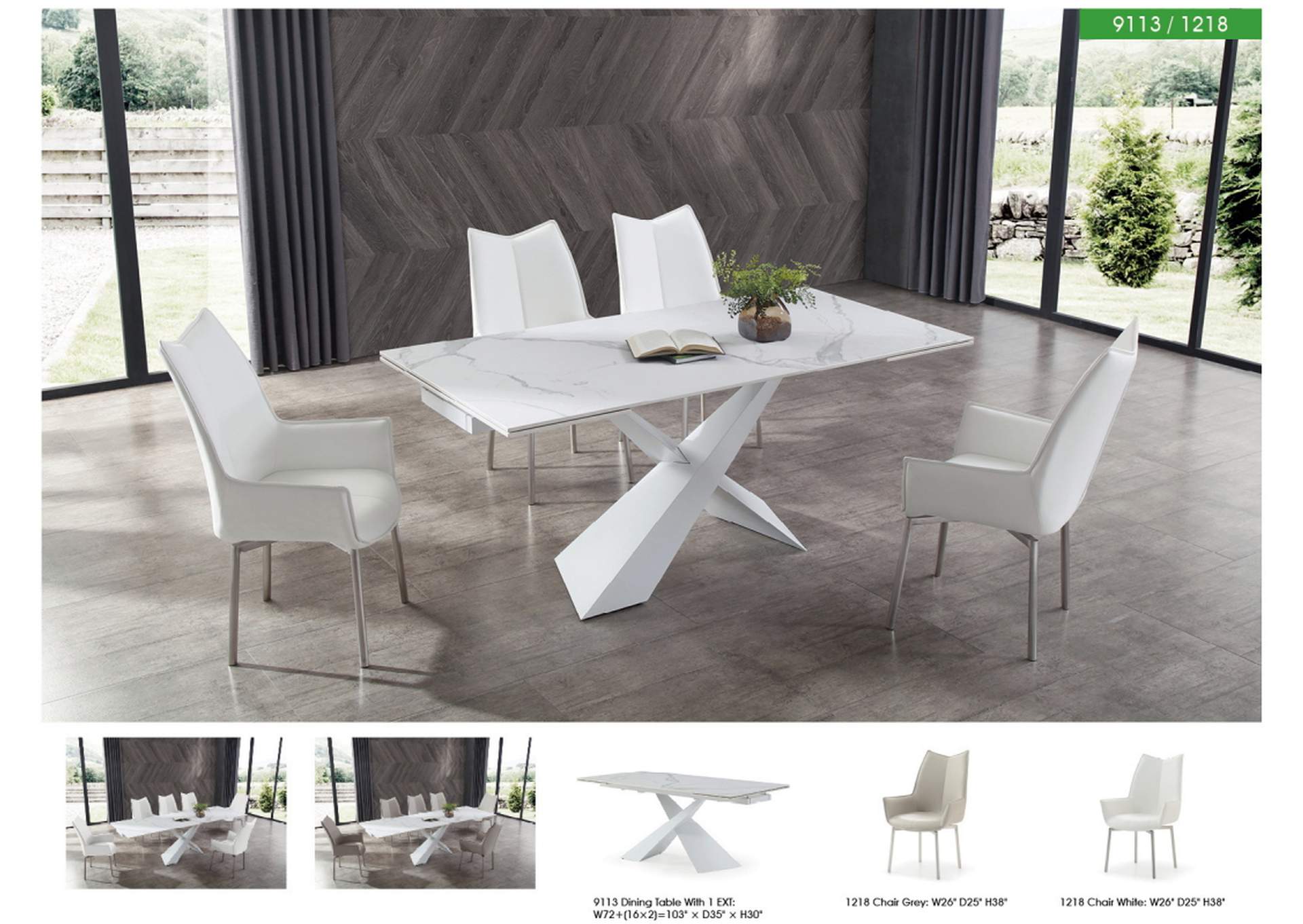 9113 Dinning Table 71" White,ESF Wholesale Furniture