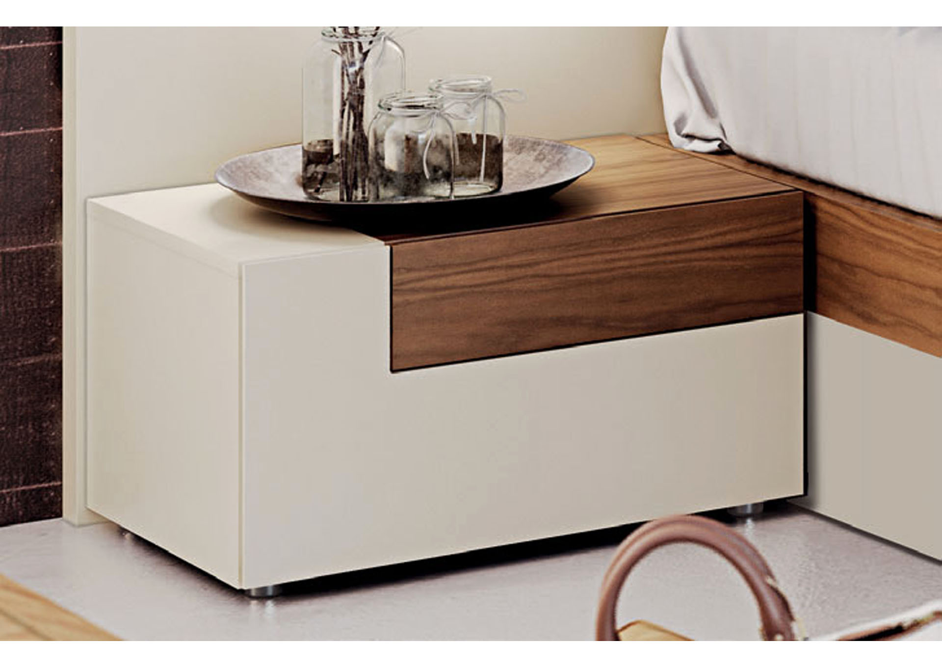 Elena Beige & Brown Nightstand Left,ESF Wholesale Furniture