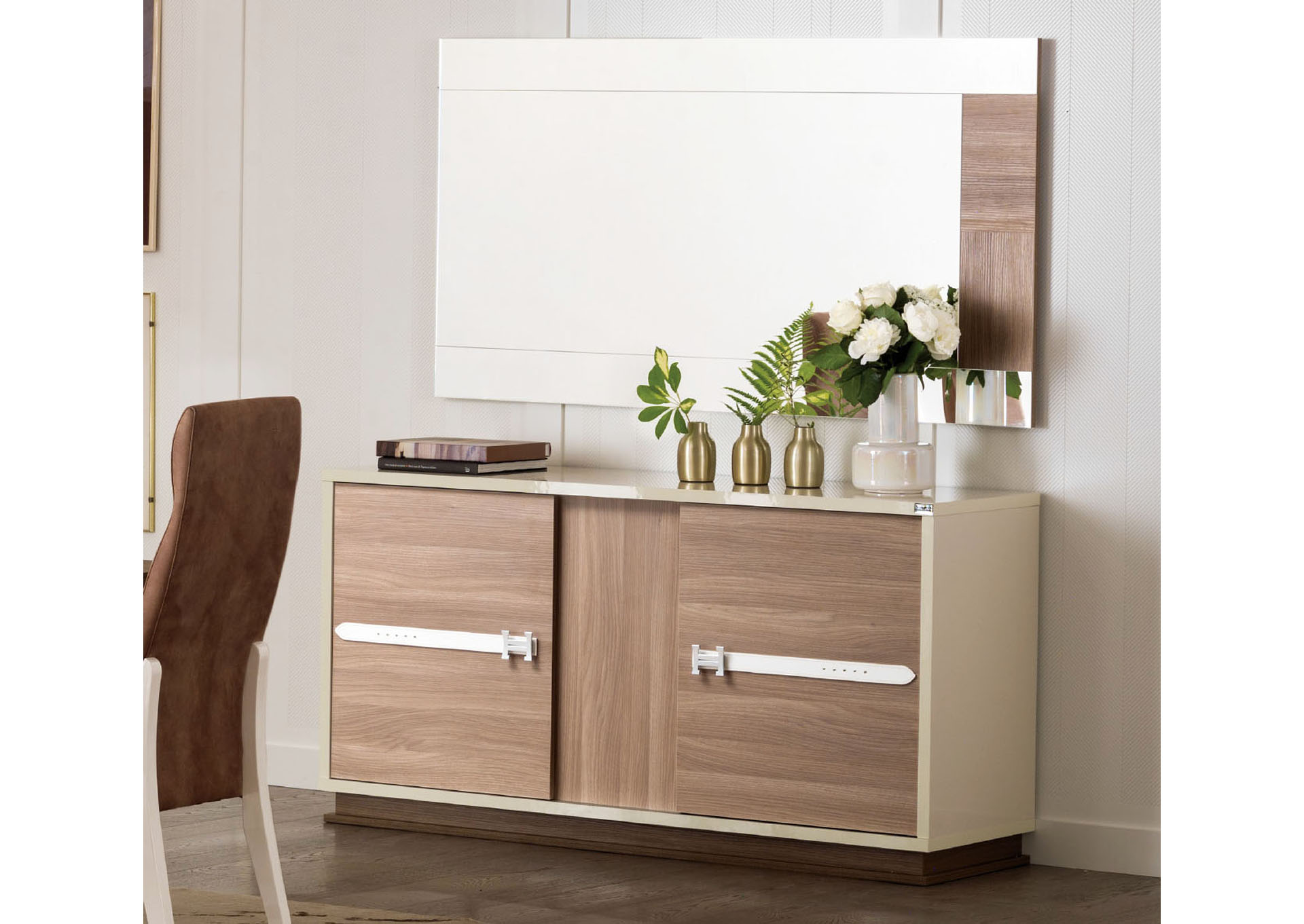 Evolution Beige & Walnut 2 Door Buffet,ESF Wholesale Furniture