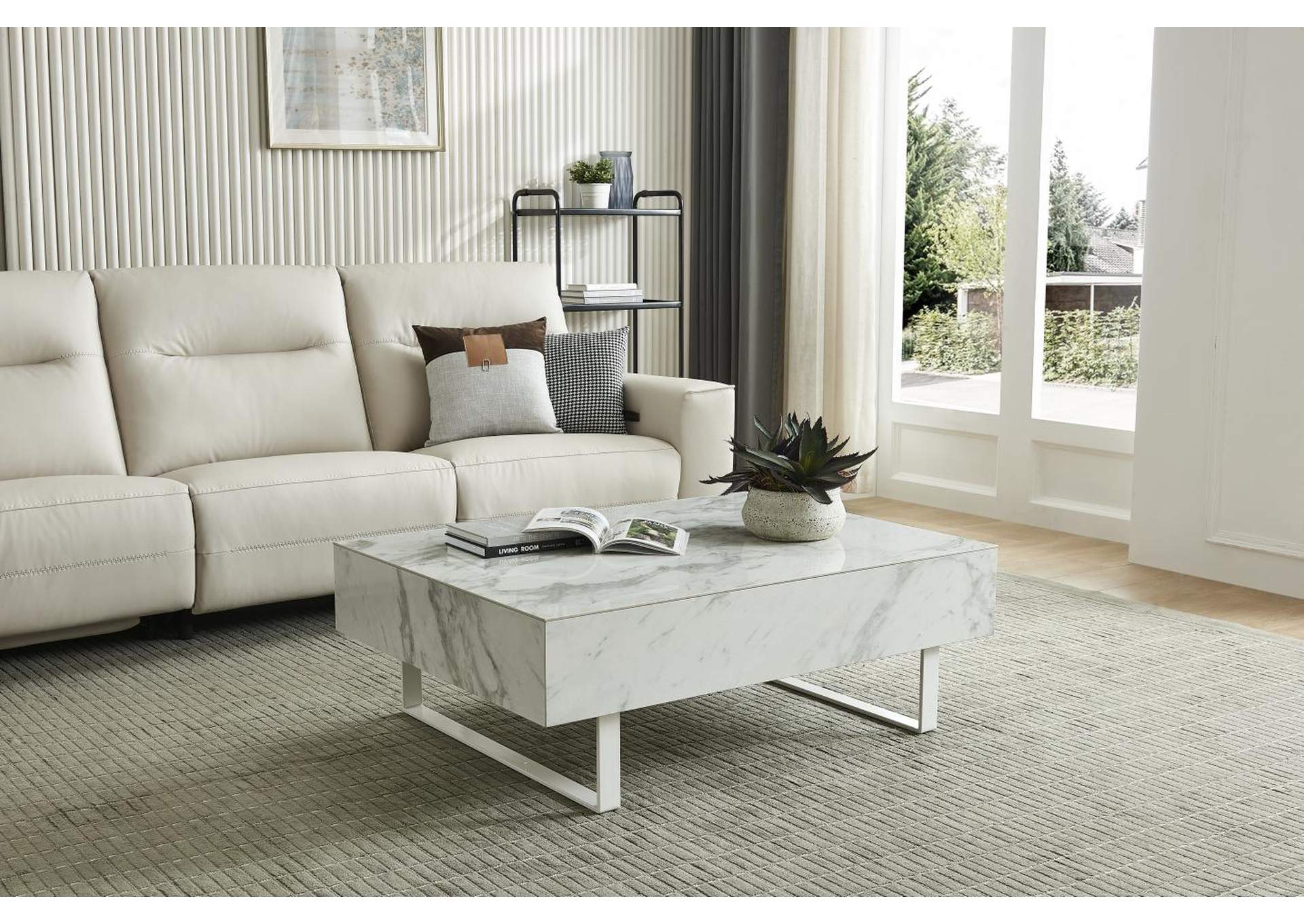 1497 White Marble Coffee Table SET,ESF Wholesale Furniture