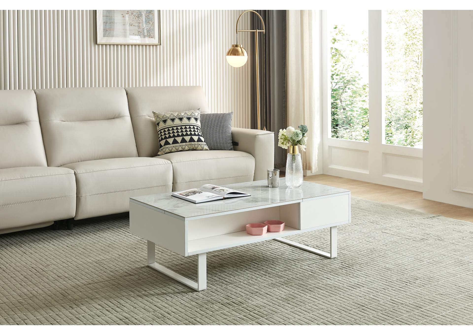 1388 Coffee Table with Storage White SET,ESF Wholesale Furniture