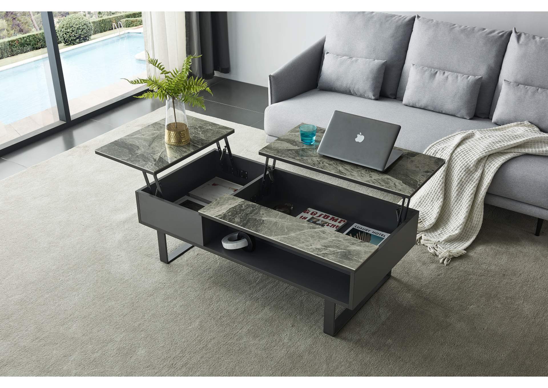 1388 Coffee Table with Storage Grey SET,ESF Wholesale Furniture