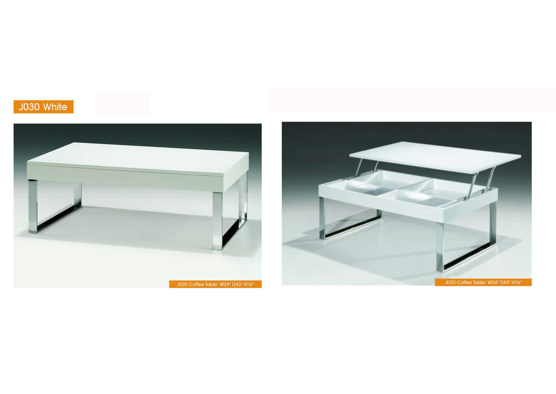 White, Grey/Silver J030 White Coffee Table,ESF Wholesale Furniture