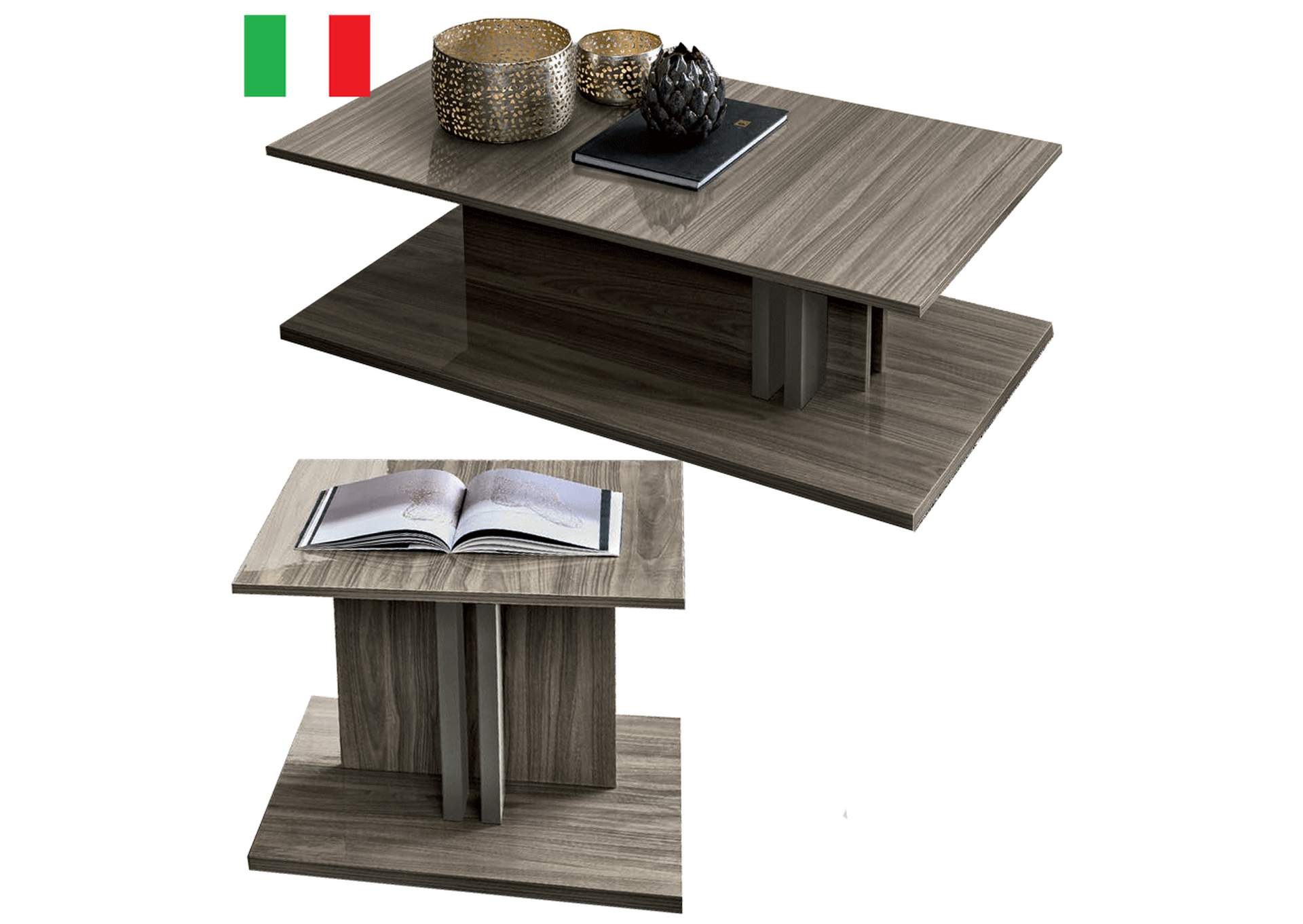 Volare Coffee Table & End Table Grey SET,ESF Wholesale Furniture