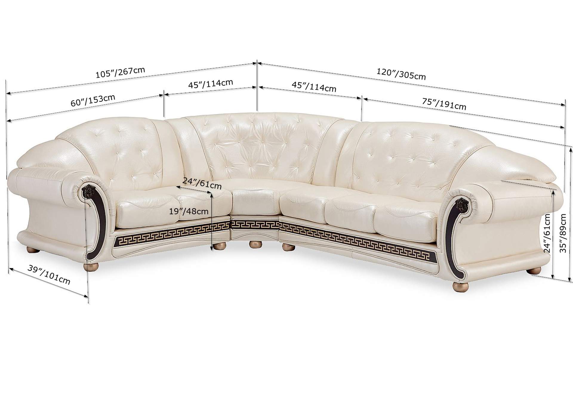 Apolo Sectional Left Facing Brown,ESF Wholesale Furniture