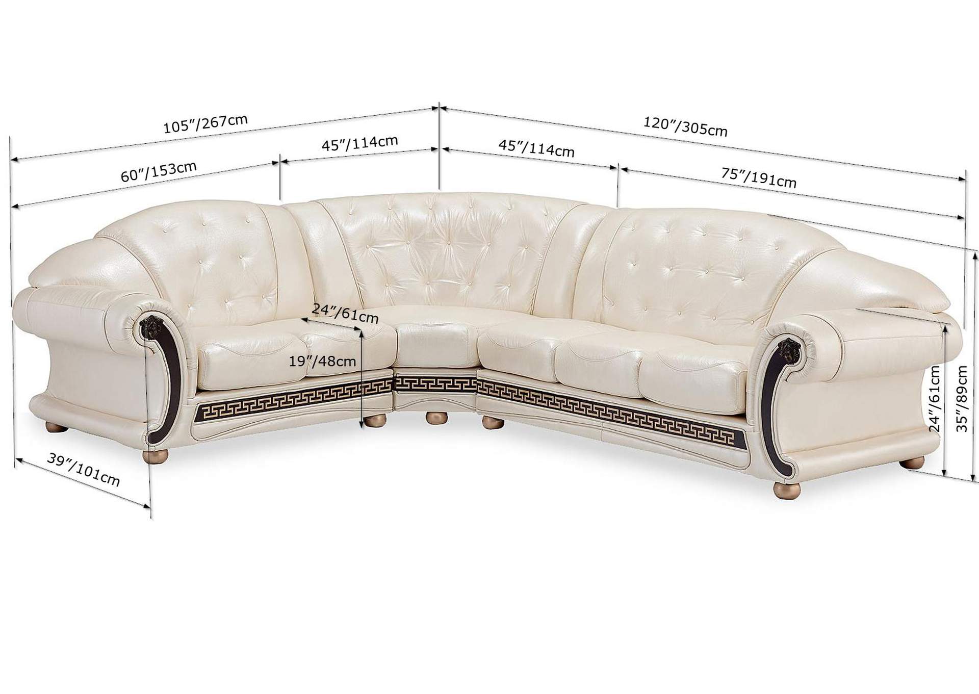 Apolo Sectional Right Facing Pearl,ESF Wholesale Furniture