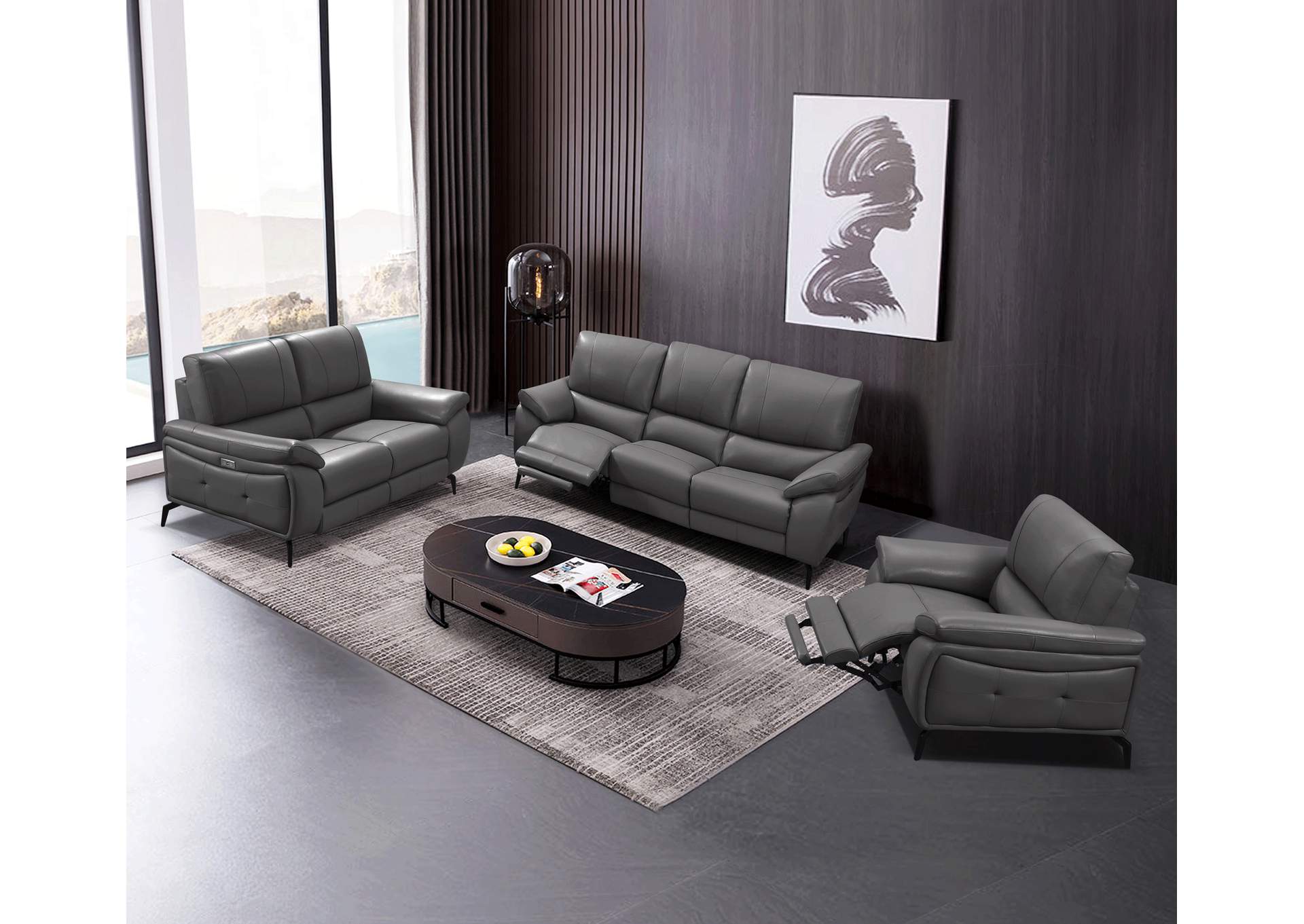 2934 Dark Grey with Electric Recliners SET,ESF Wholesale Furniture