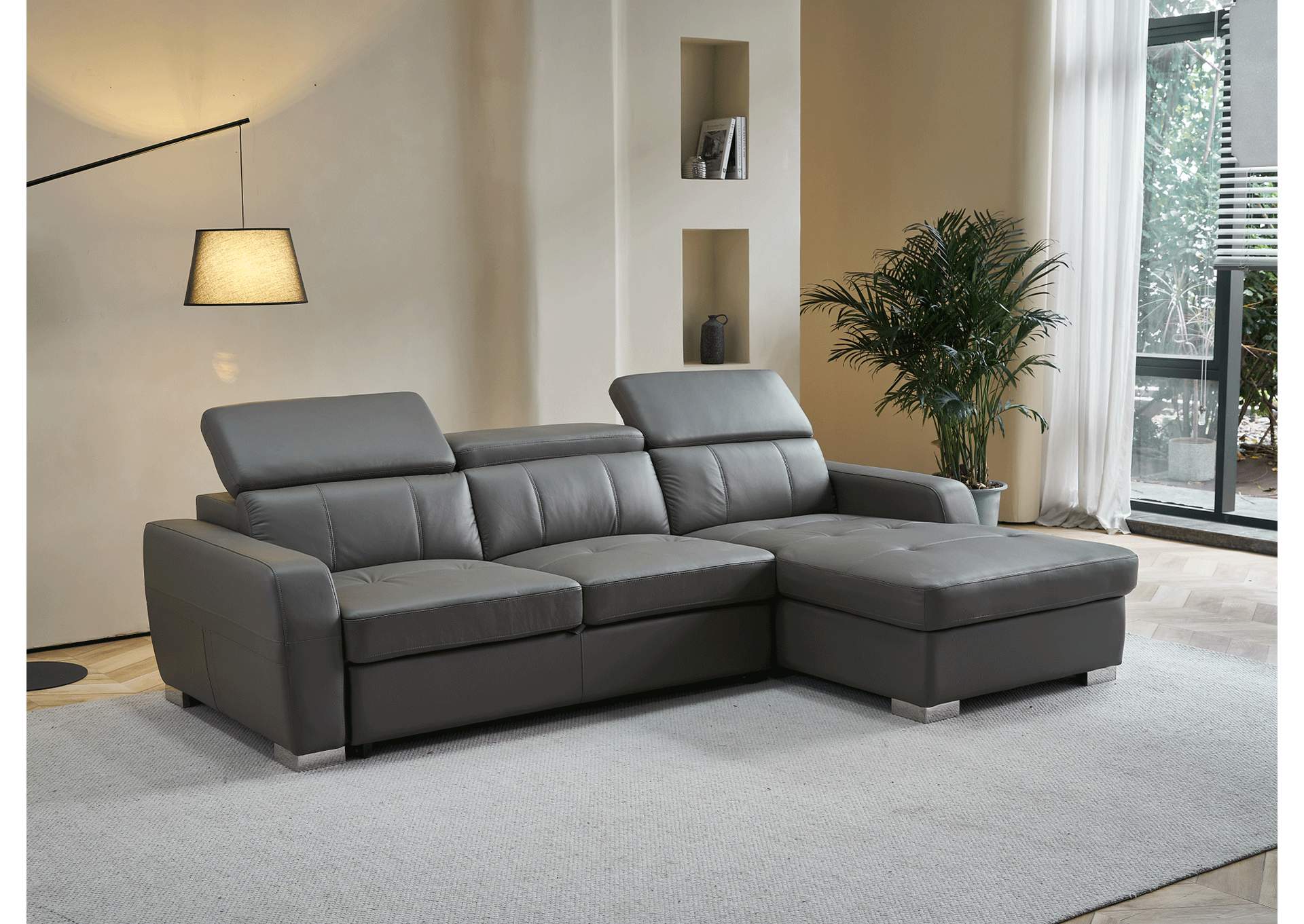 1822 Grey Sectional Right with Bed SET,ESF Wholesale Furniture