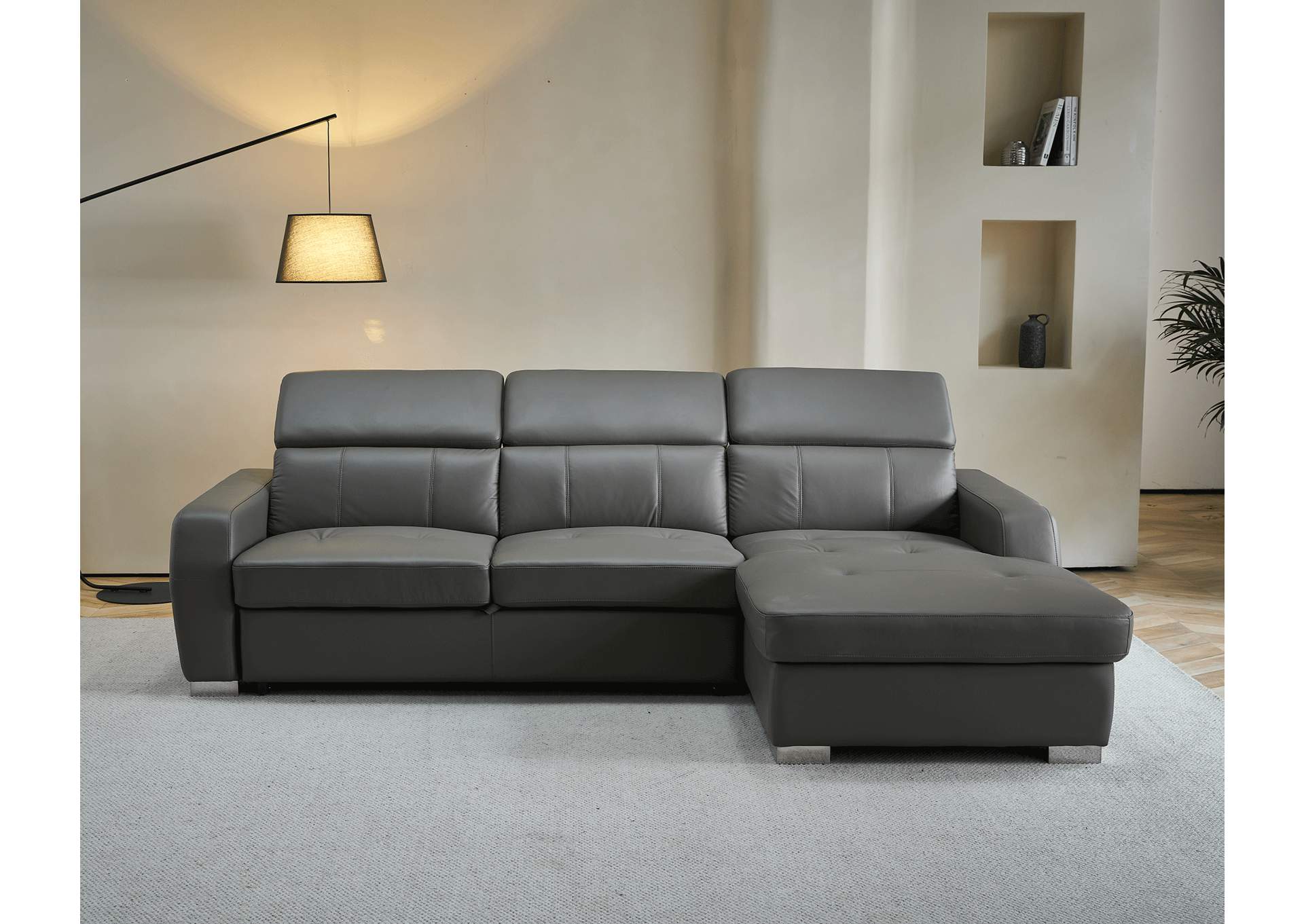 1822 Grey Sectional Right with Bed SET,ESF Wholesale Furniture