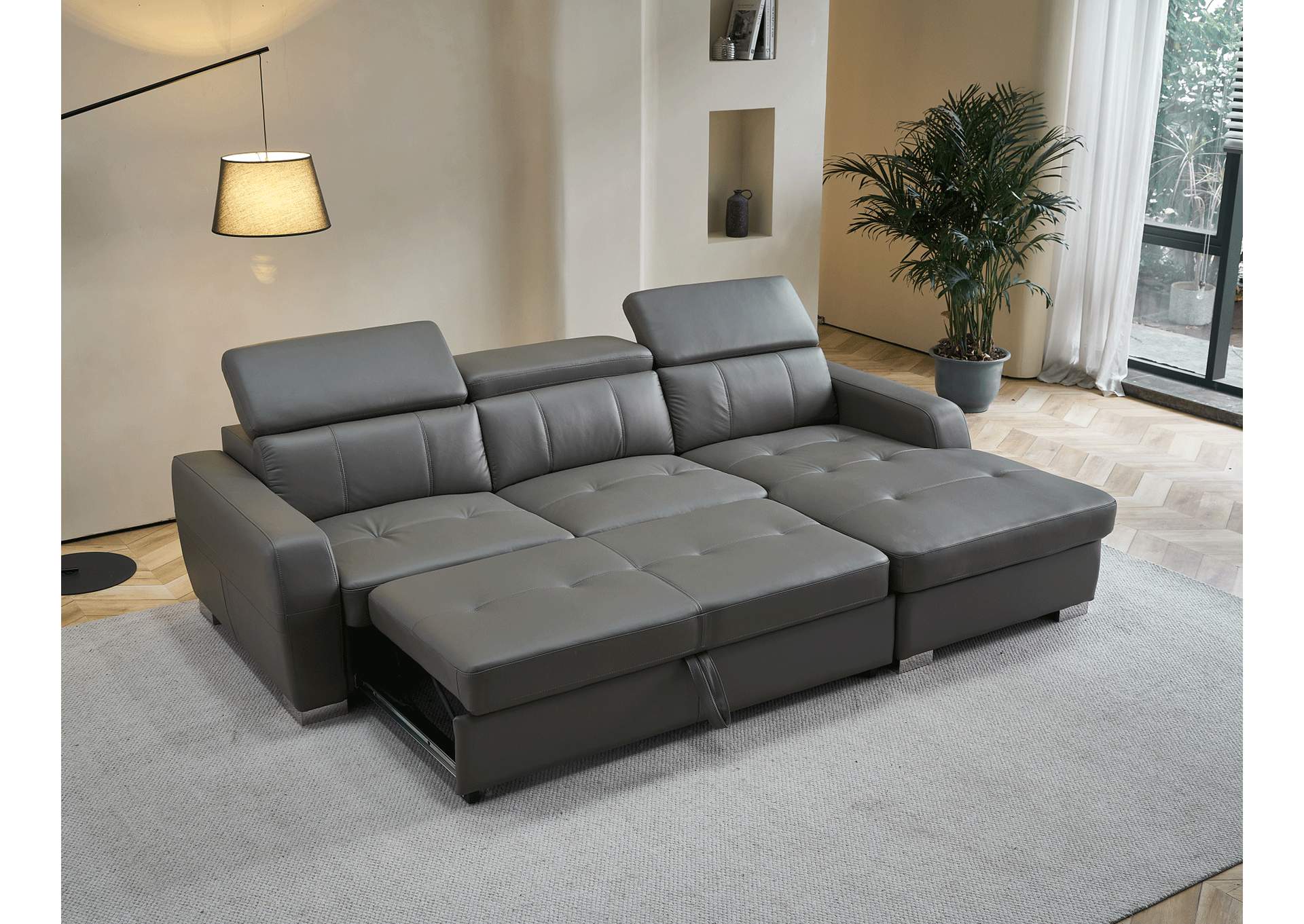 1822 Grey Sectional Right with Bed SET,ESF Wholesale Furniture