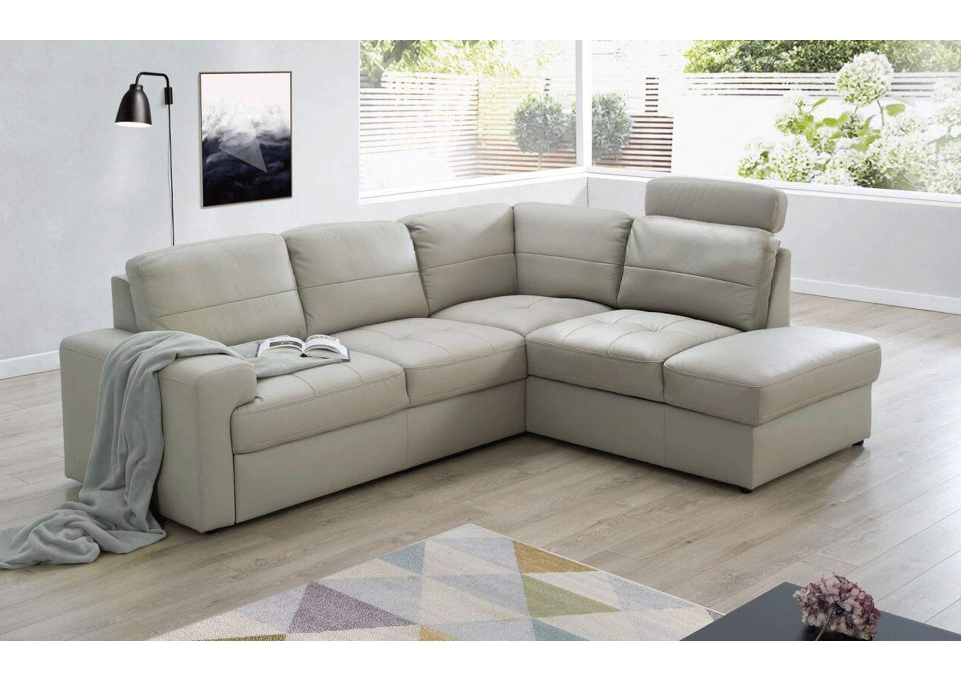 White, Grey/Silver, Light Beige Ella Sectional Right W/Bed,ESF Wholesale Furniture